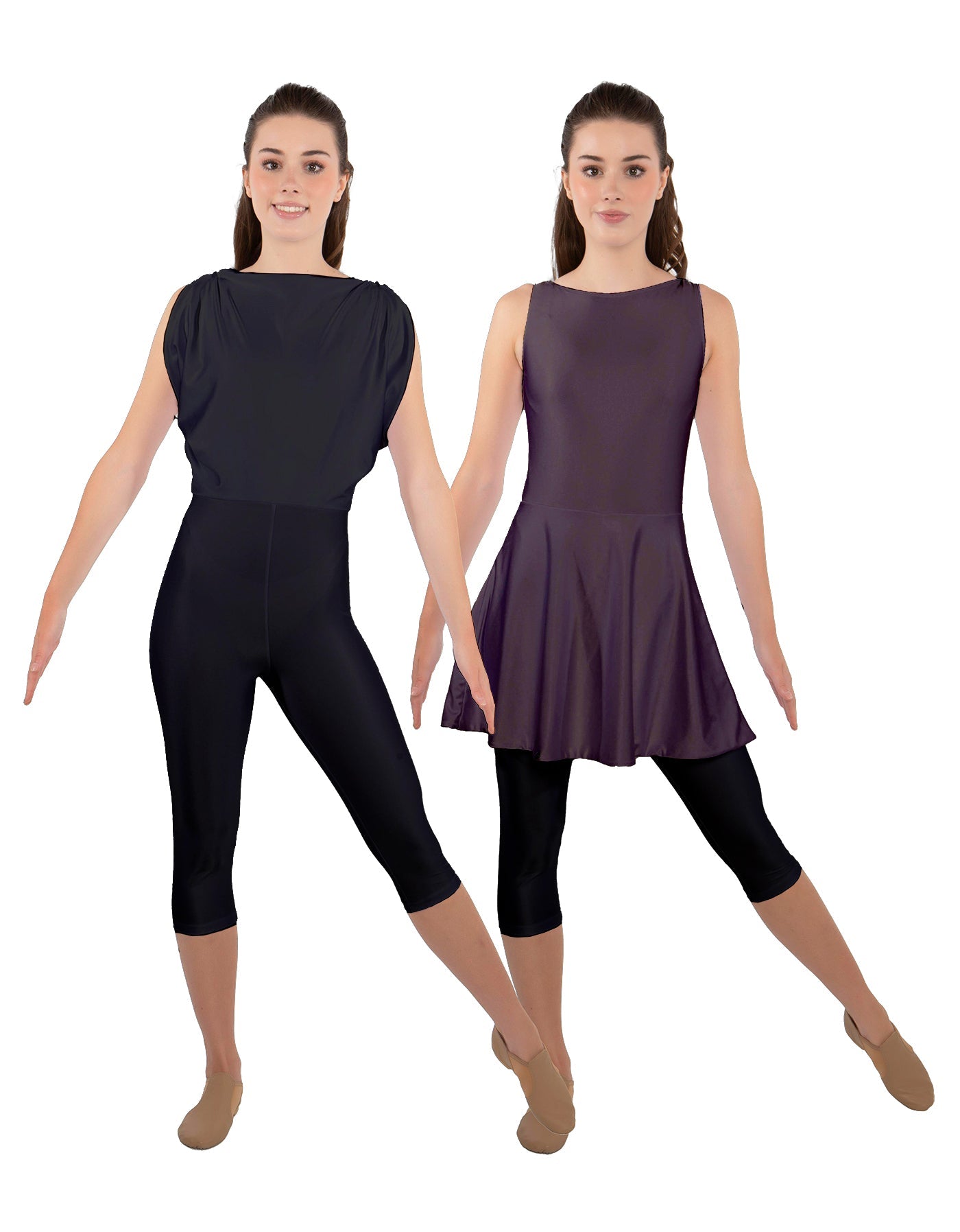 Solid Lycra Convertible Dress Tank Capri