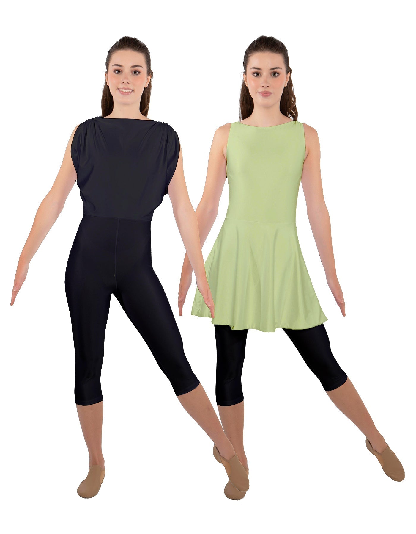 Solid Lycra Convertible Dress Tank Capri