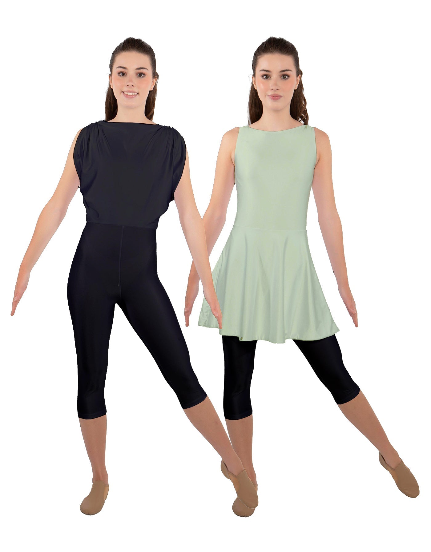 Solid Lycra Convertible Dress Tank Capri