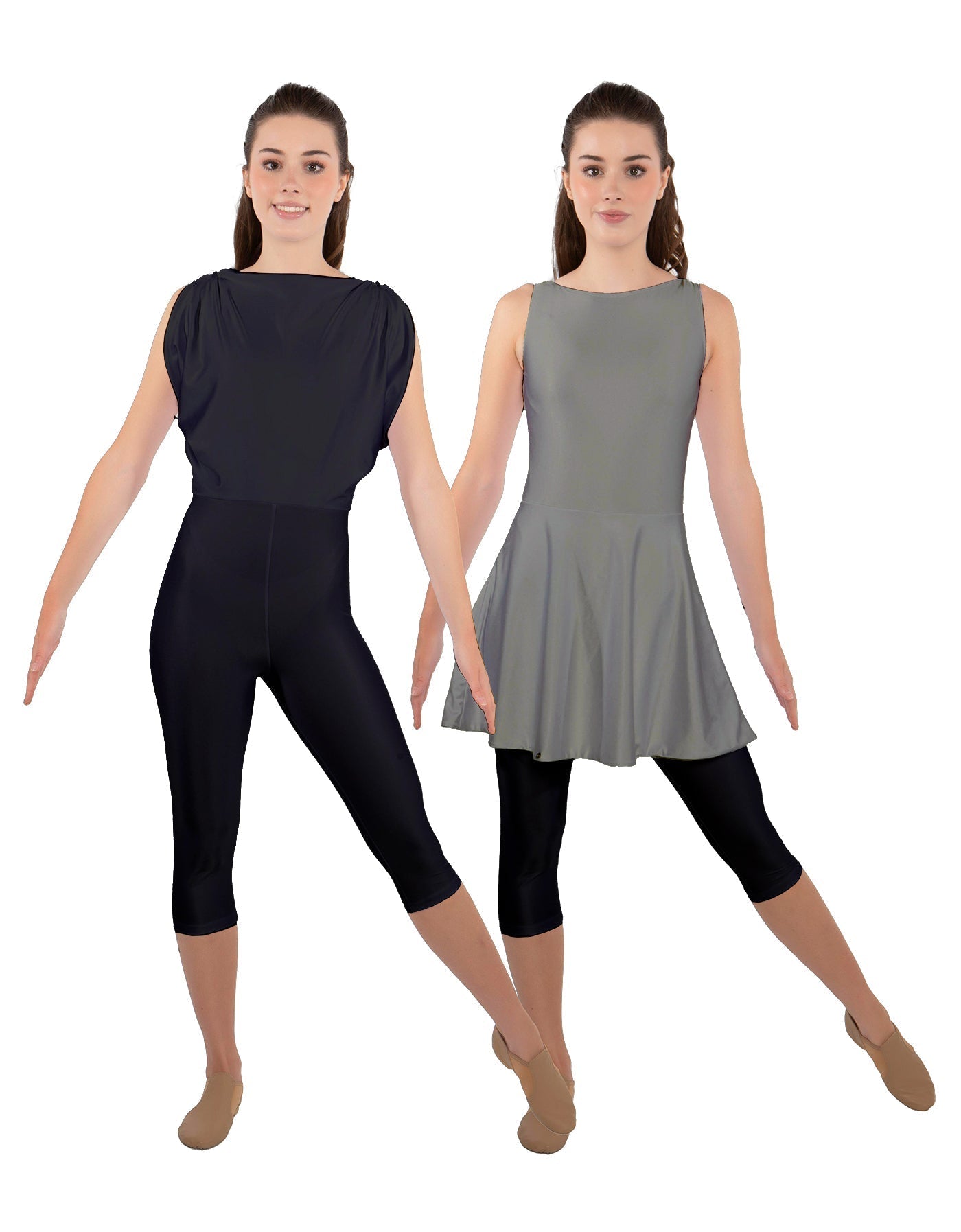 Solid Lycra Convertible Dress Tank Capri