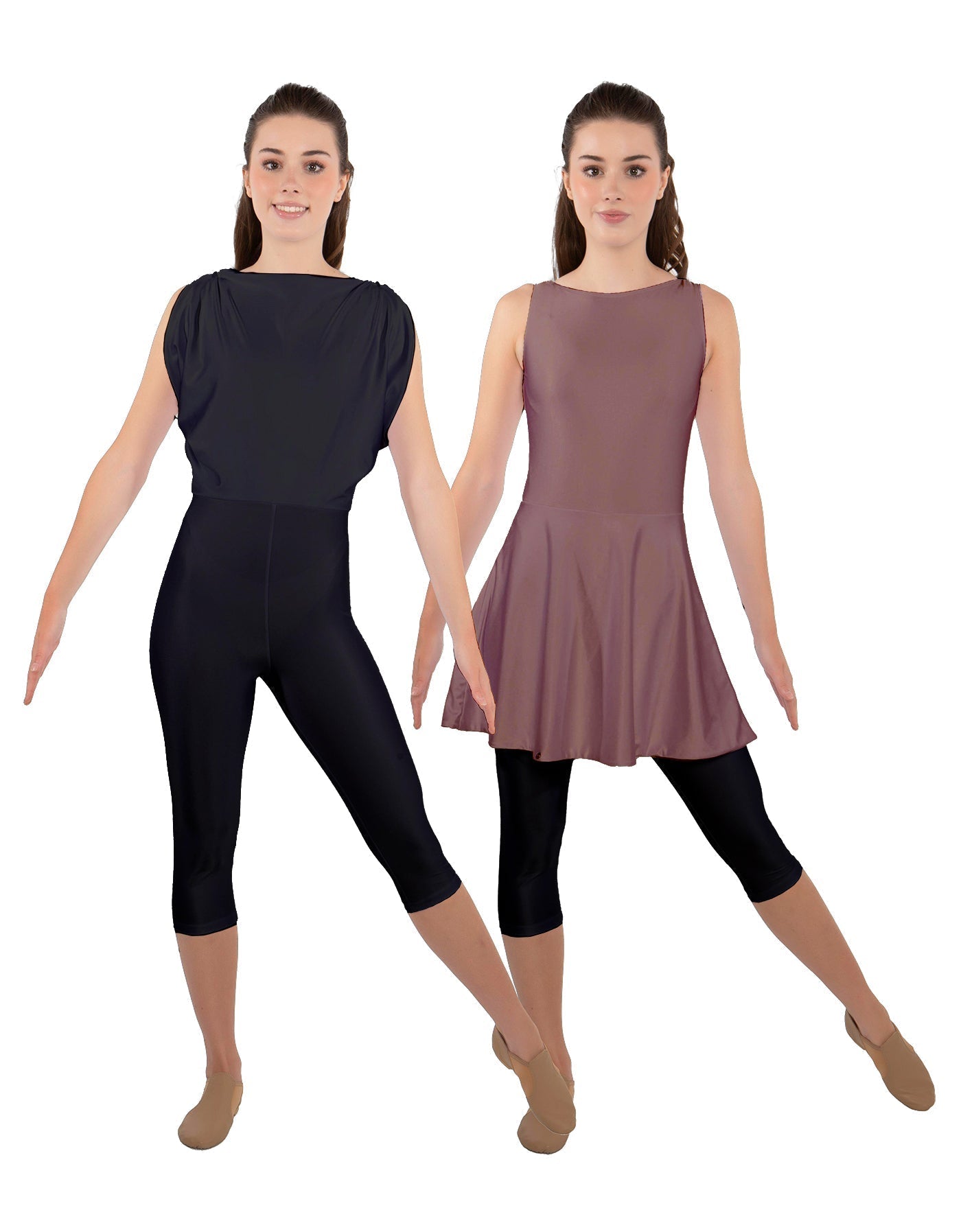 Solid Lycra Convertible Dress Tank Capri
