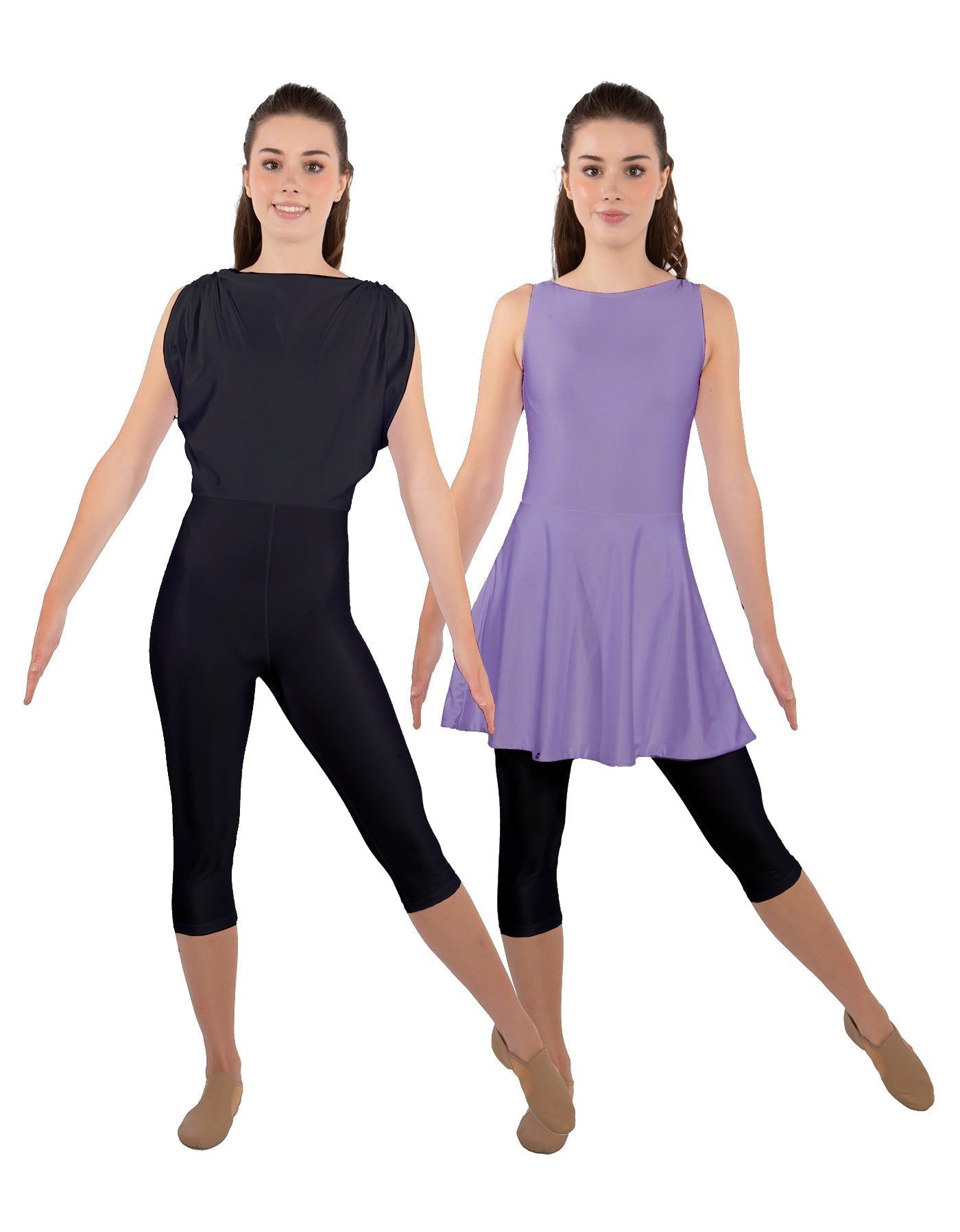 Solid Lycra Convertible Dress Tank Capri