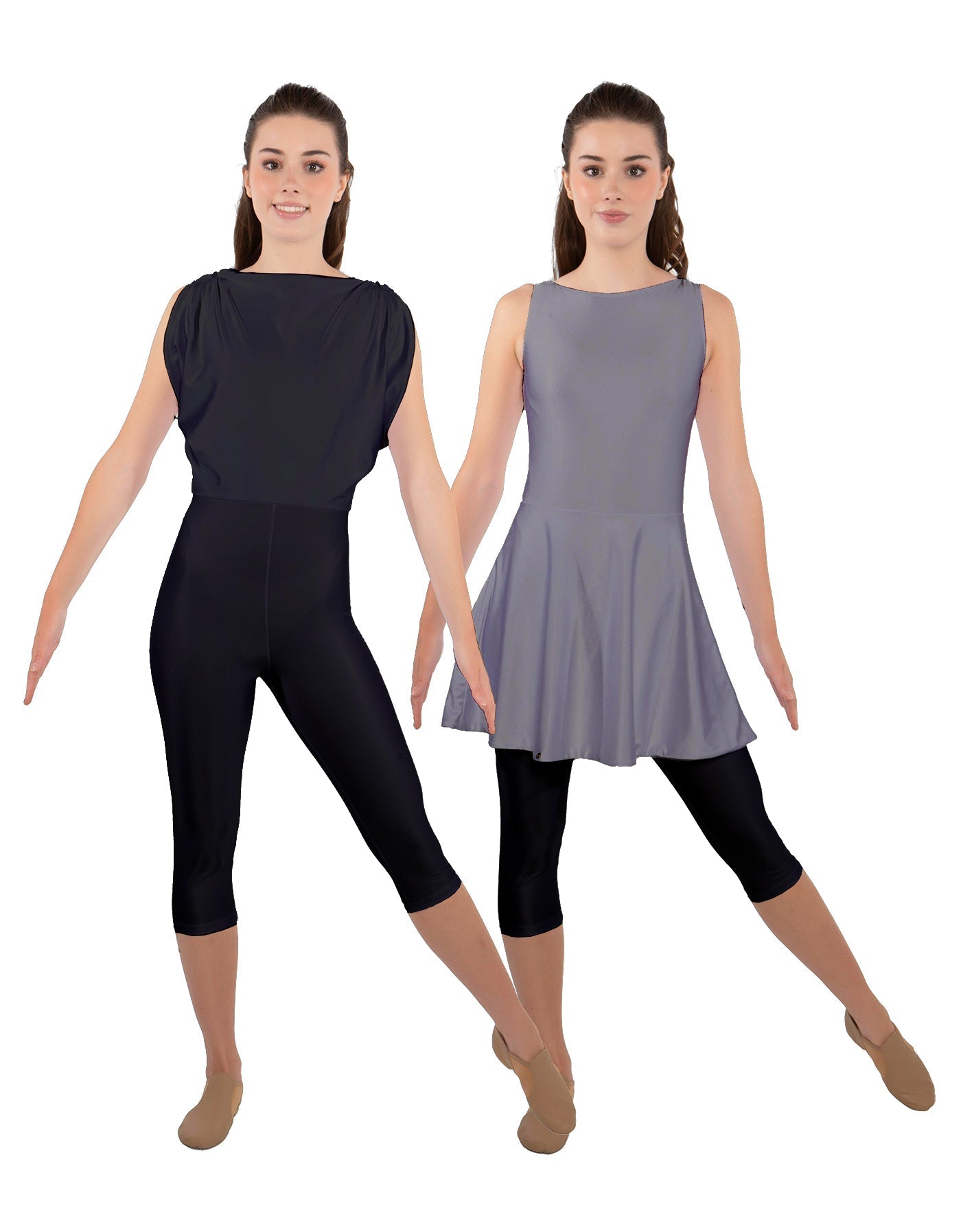 Solid Lycra Convertible Dress Tank Capri