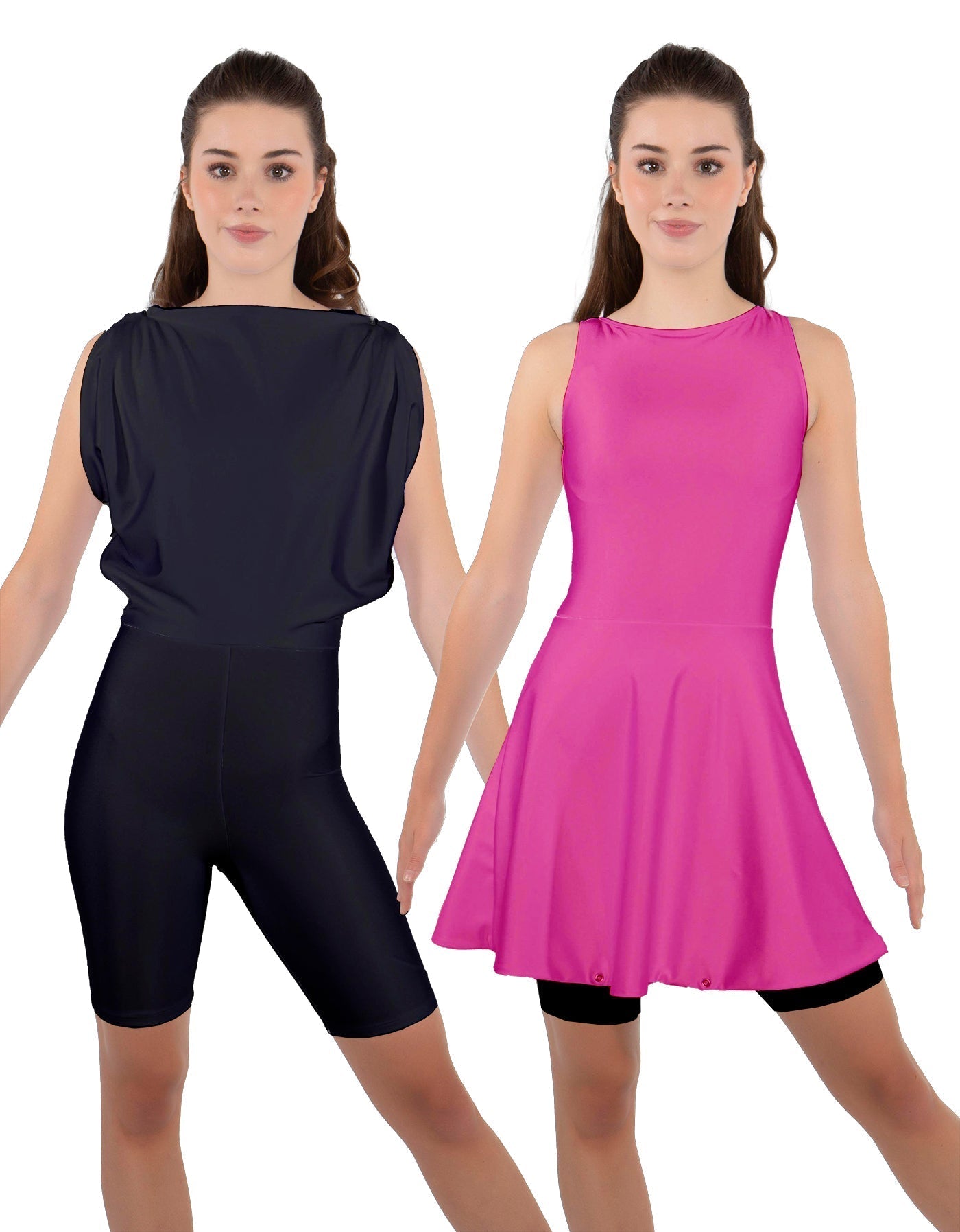 Solid Lycra Convertible Dress Tank Bikeshort
