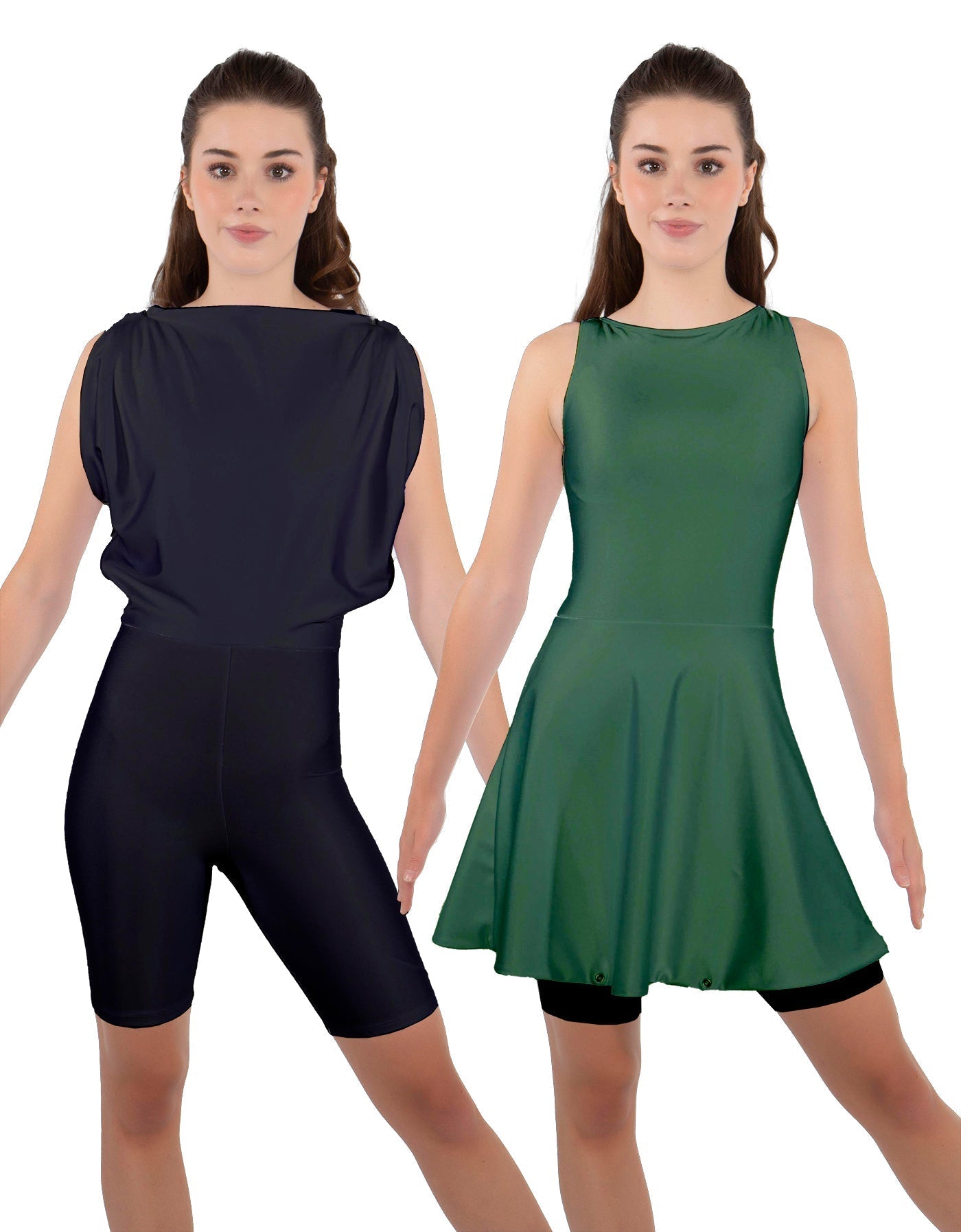Solid Lycra Convertible Dress Tank Bikeshort