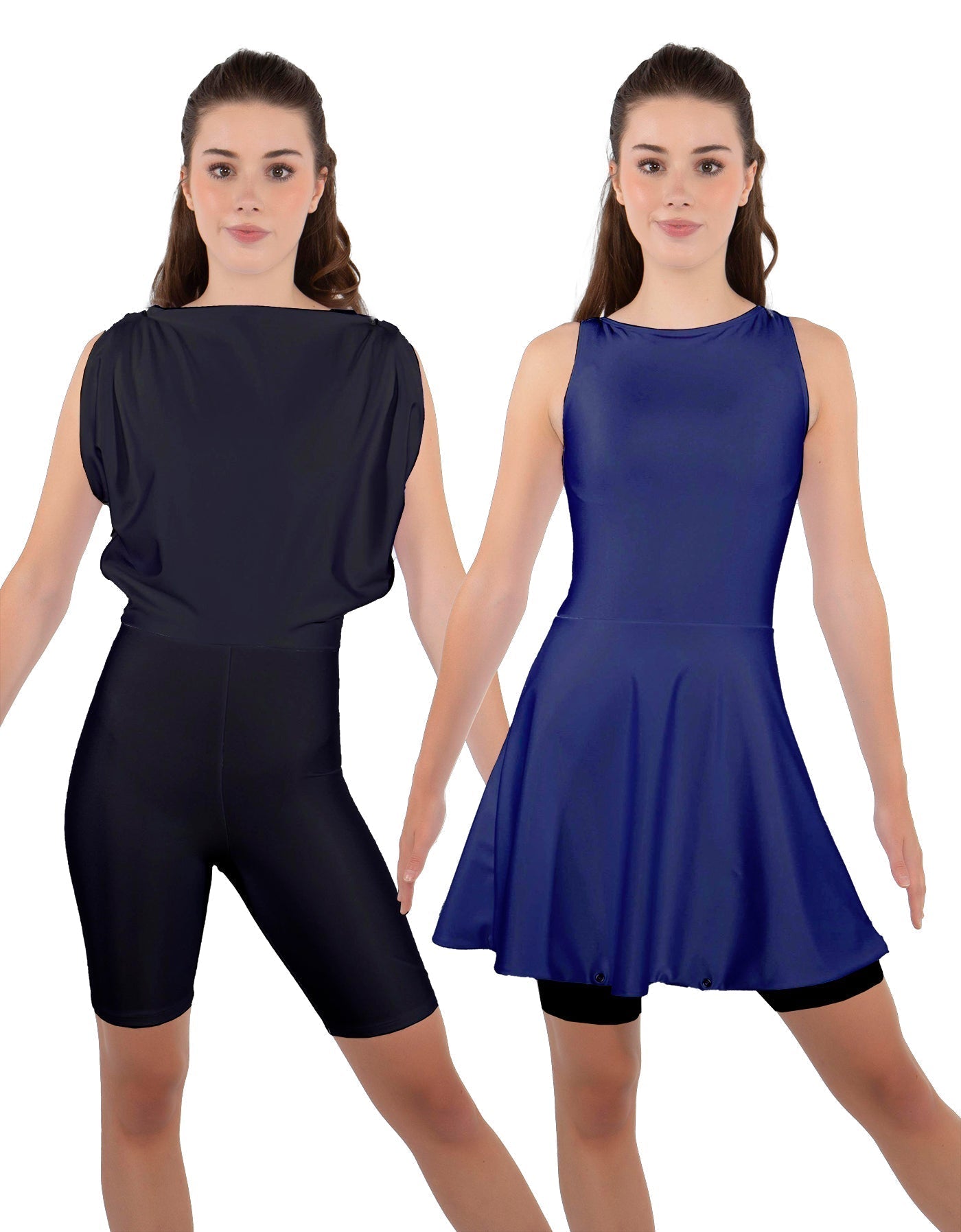 Solid Lycra Convertible Dress Tank Bikeshort