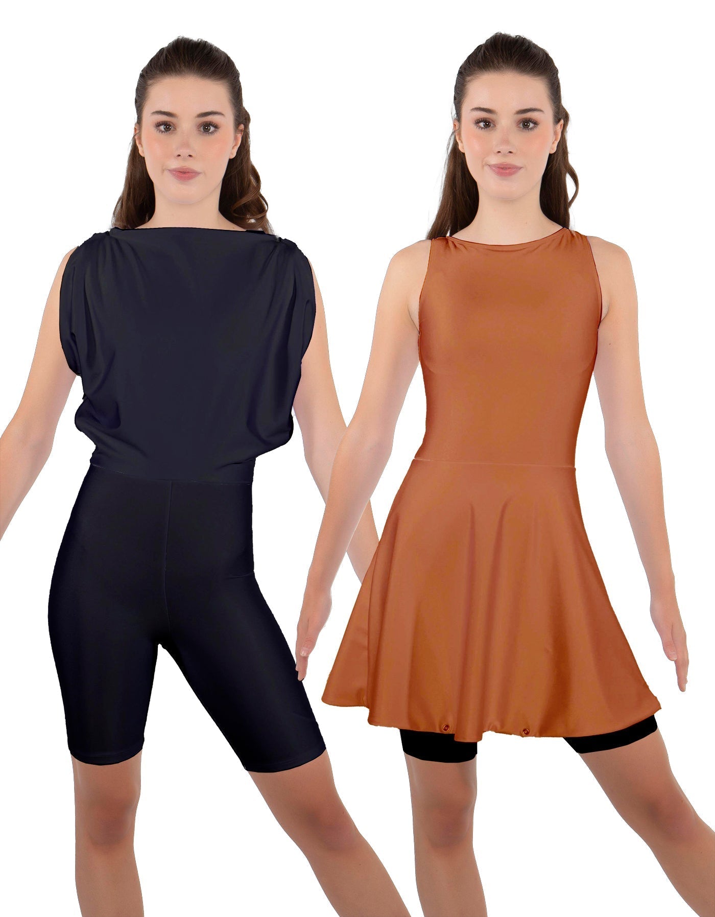 Solid Lycra Convertible Dress Tank Bikeshort