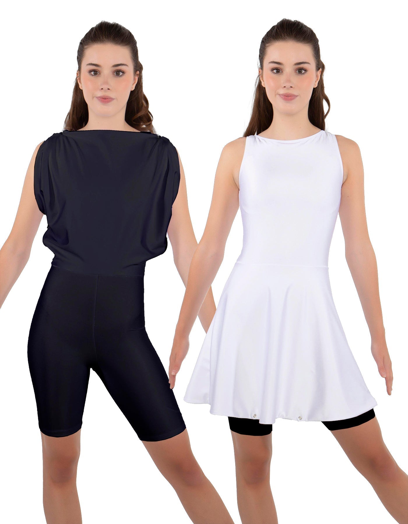 Solid Lycra Convertible Dress Tank Bikeshort