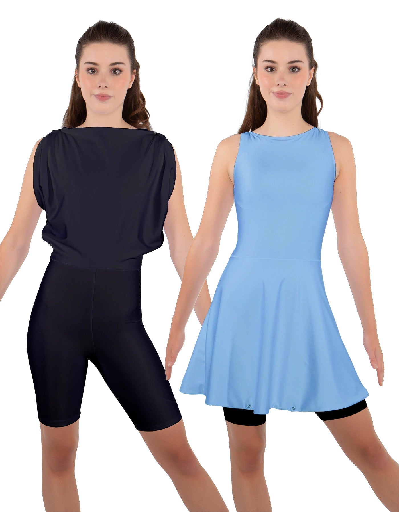 Solid Lycra Convertible Dress Tank Bikeshort