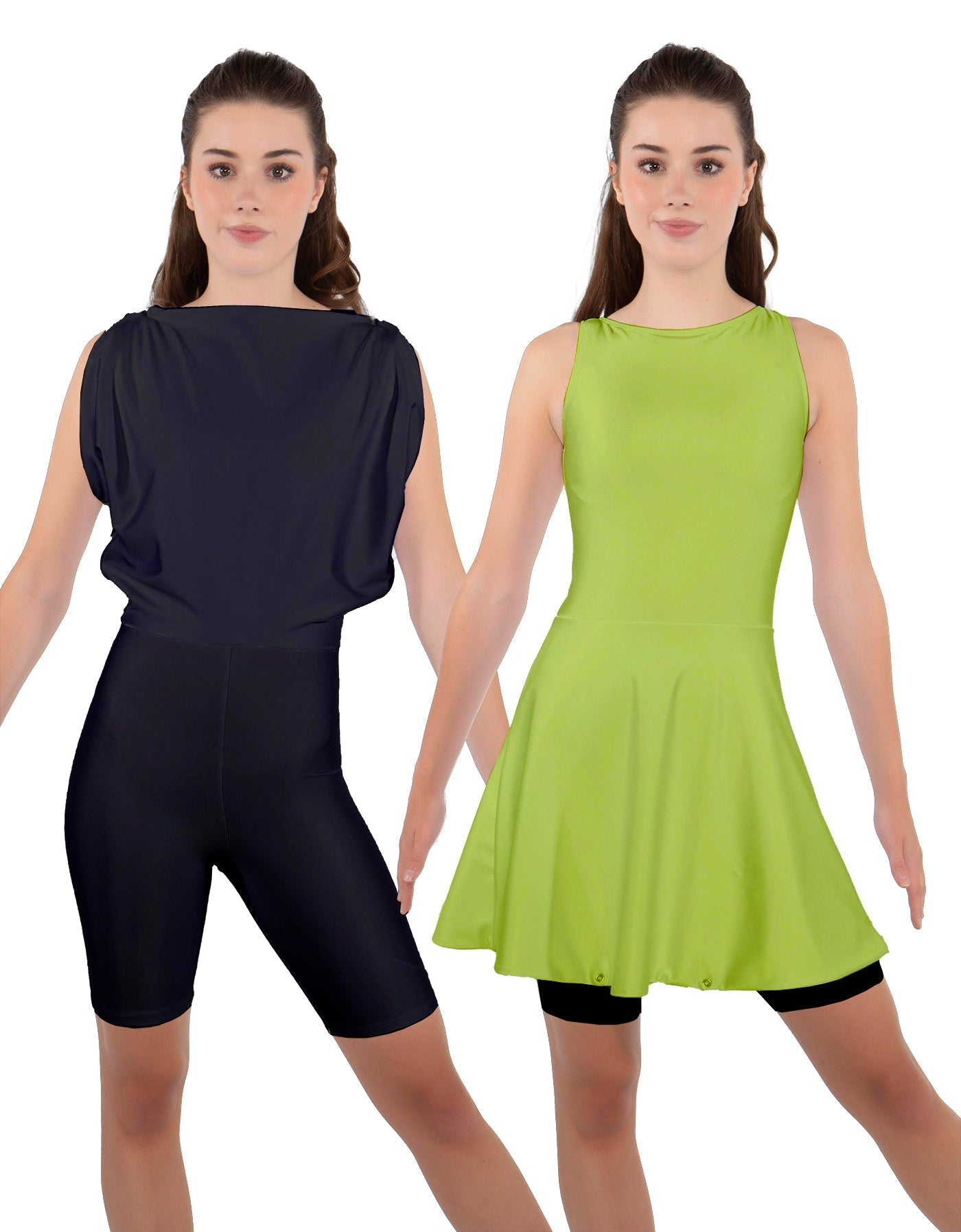 Solid Lycra Convertible Dress Tank Bikeshort