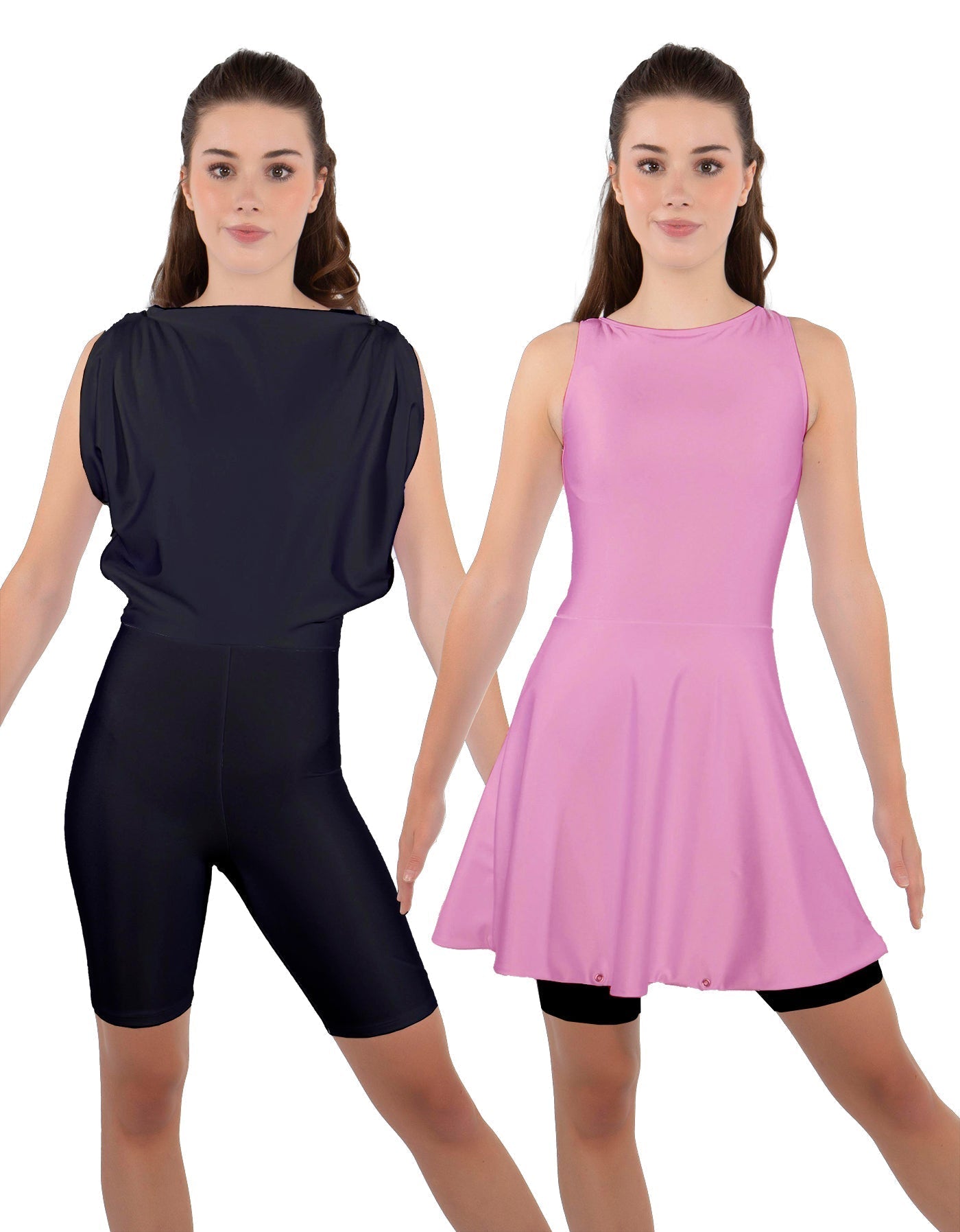 Solid Lycra Convertible Dress Tank Bikeshort