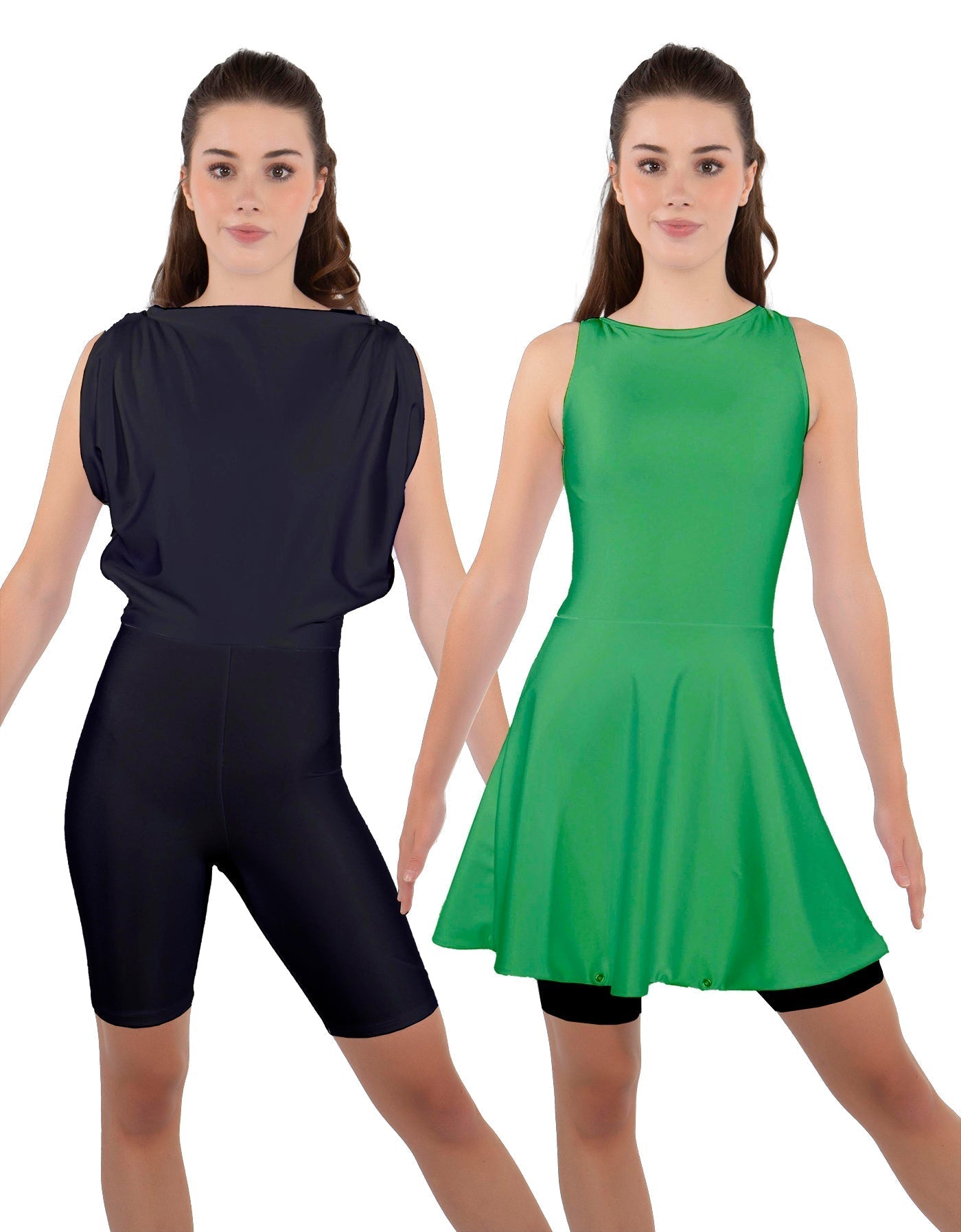 Solid Lycra Convertible Dress Tank Bikeshort