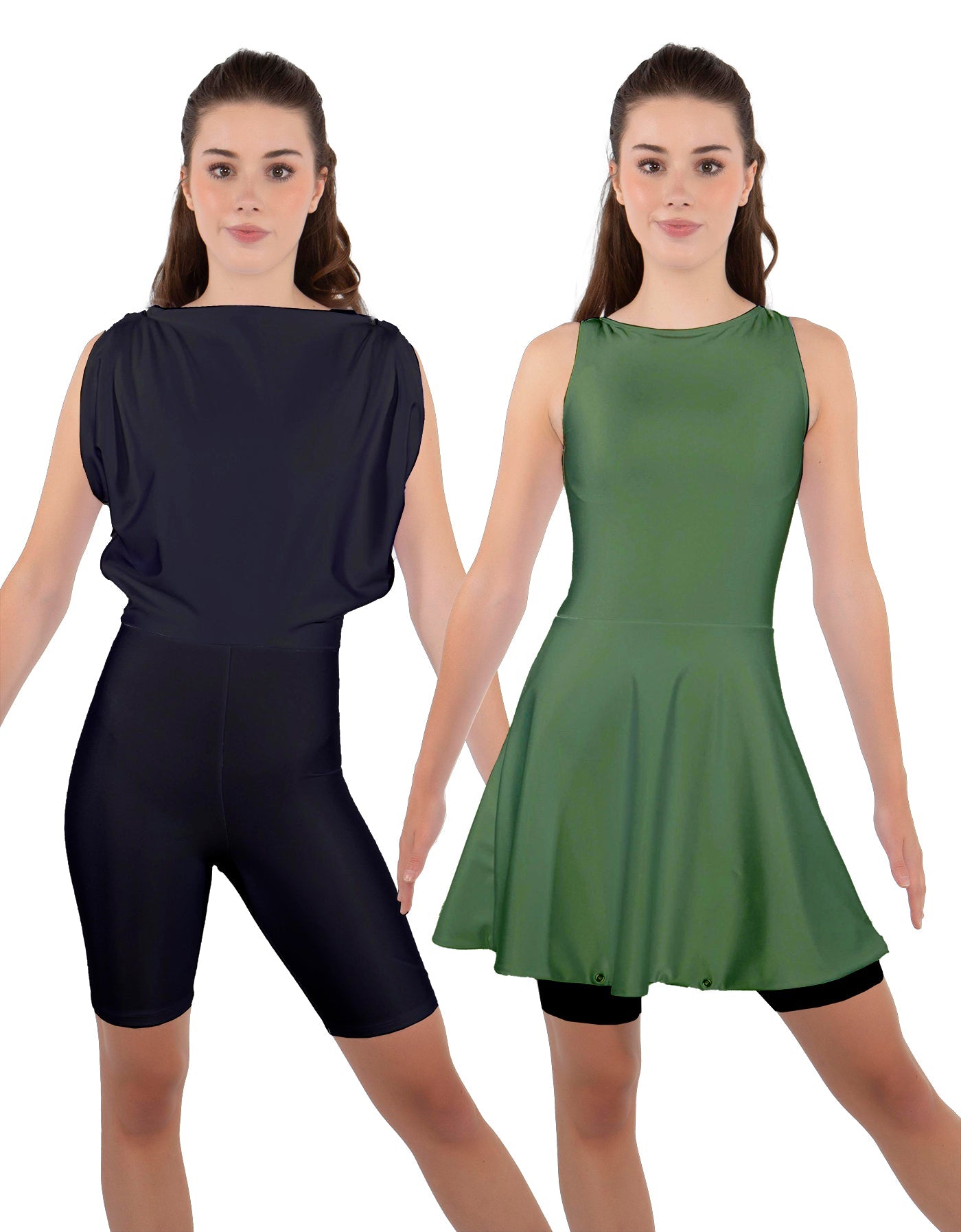 Solid Lycra Convertible Dress Tank Bikeshort