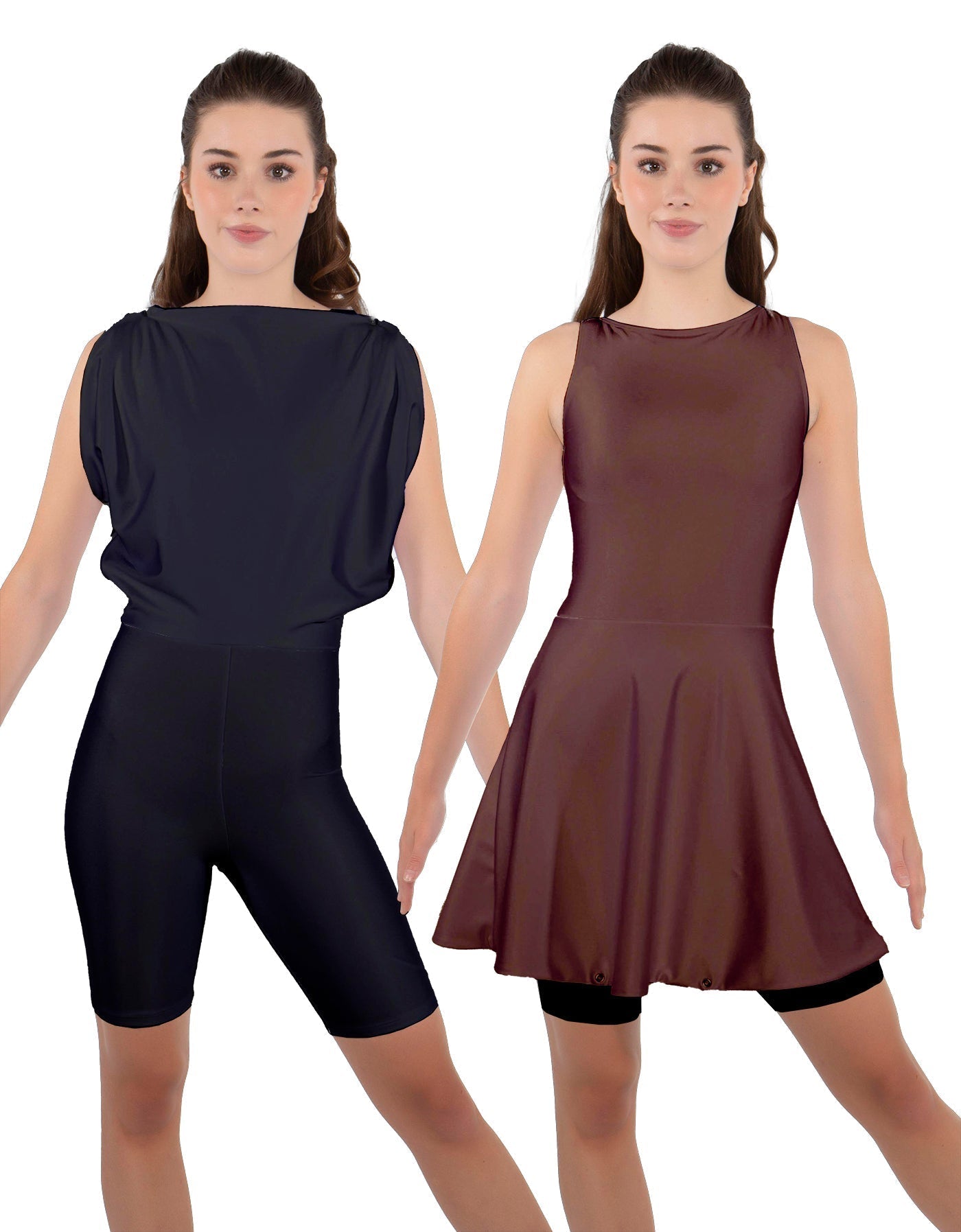 Solid Lycra Convertible Dress Tank Bikeshort