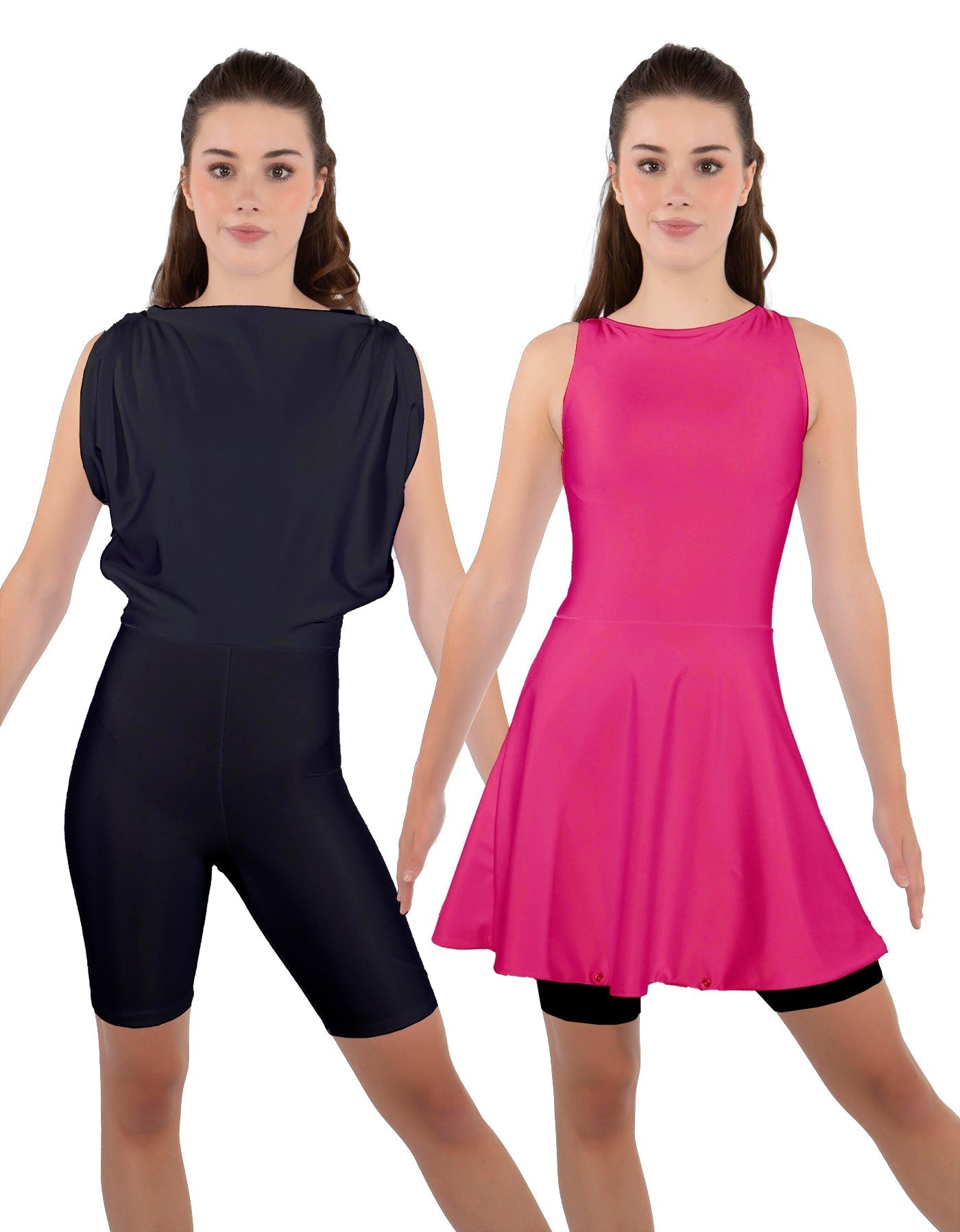 Solid Lycra Convertible Dress Tank Bikeshort