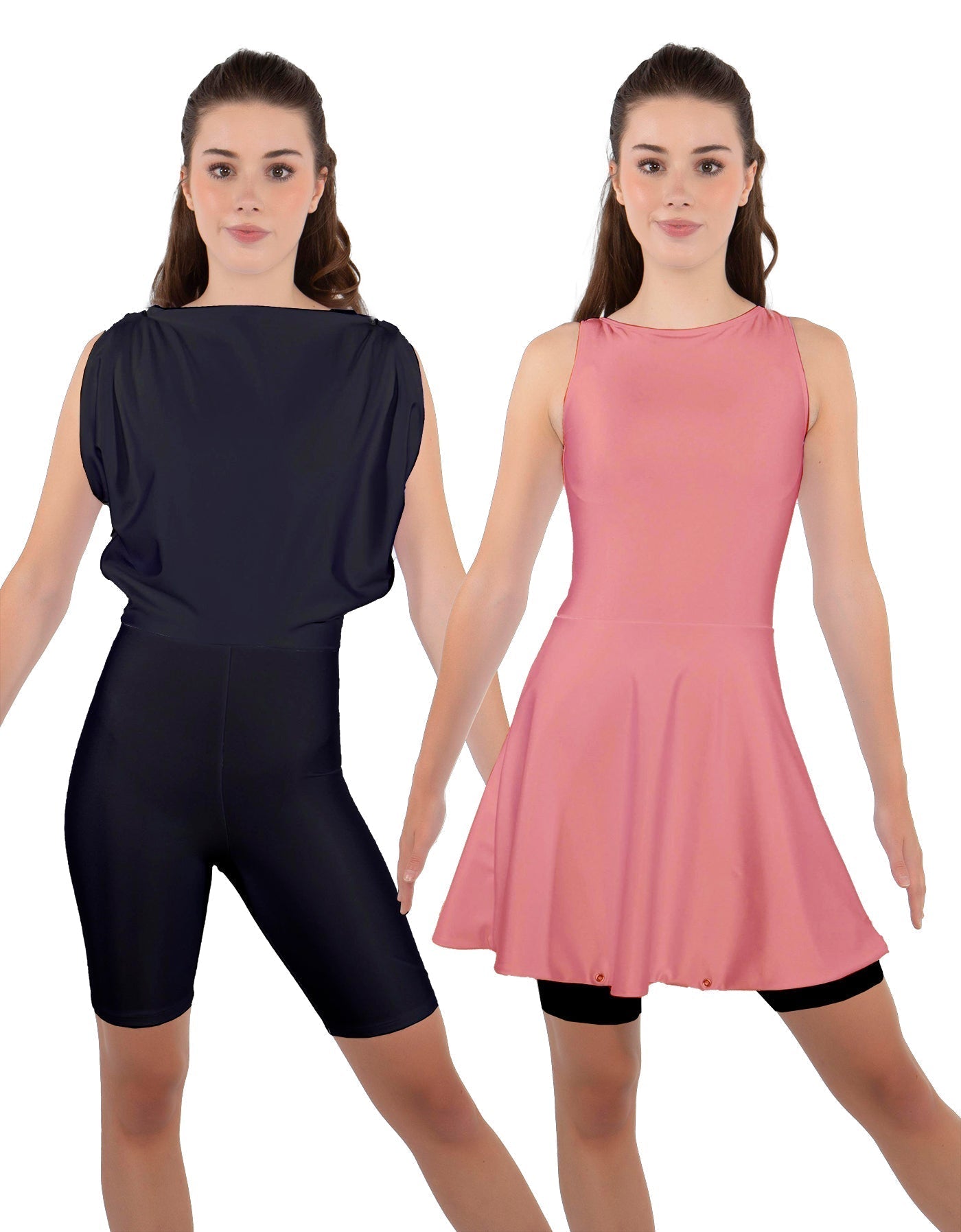 Solid Lycra Convertible Dress Tank Bikeshort