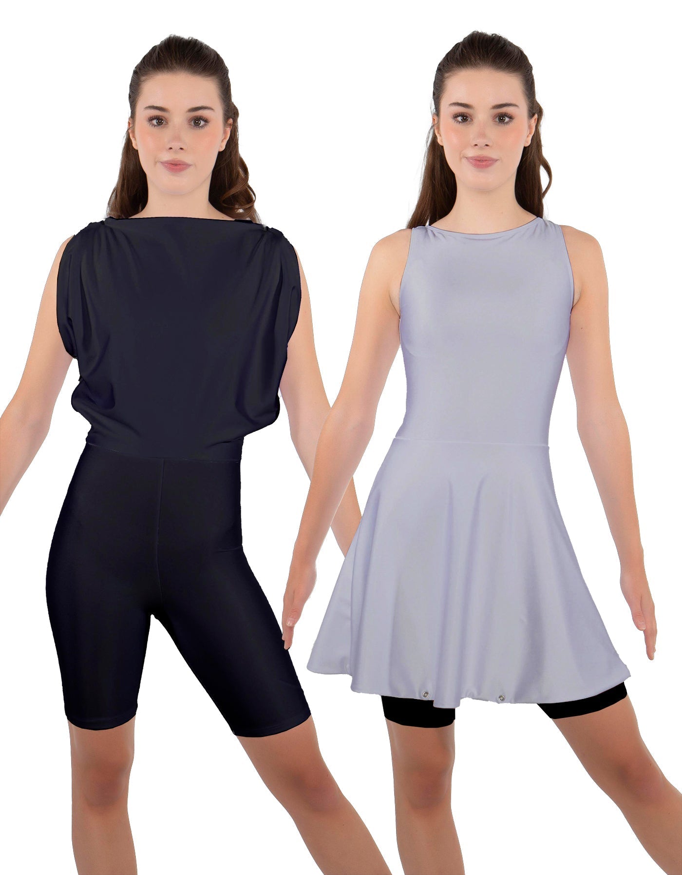 Solid Lycra Convertible Dress Tank Bikeshort