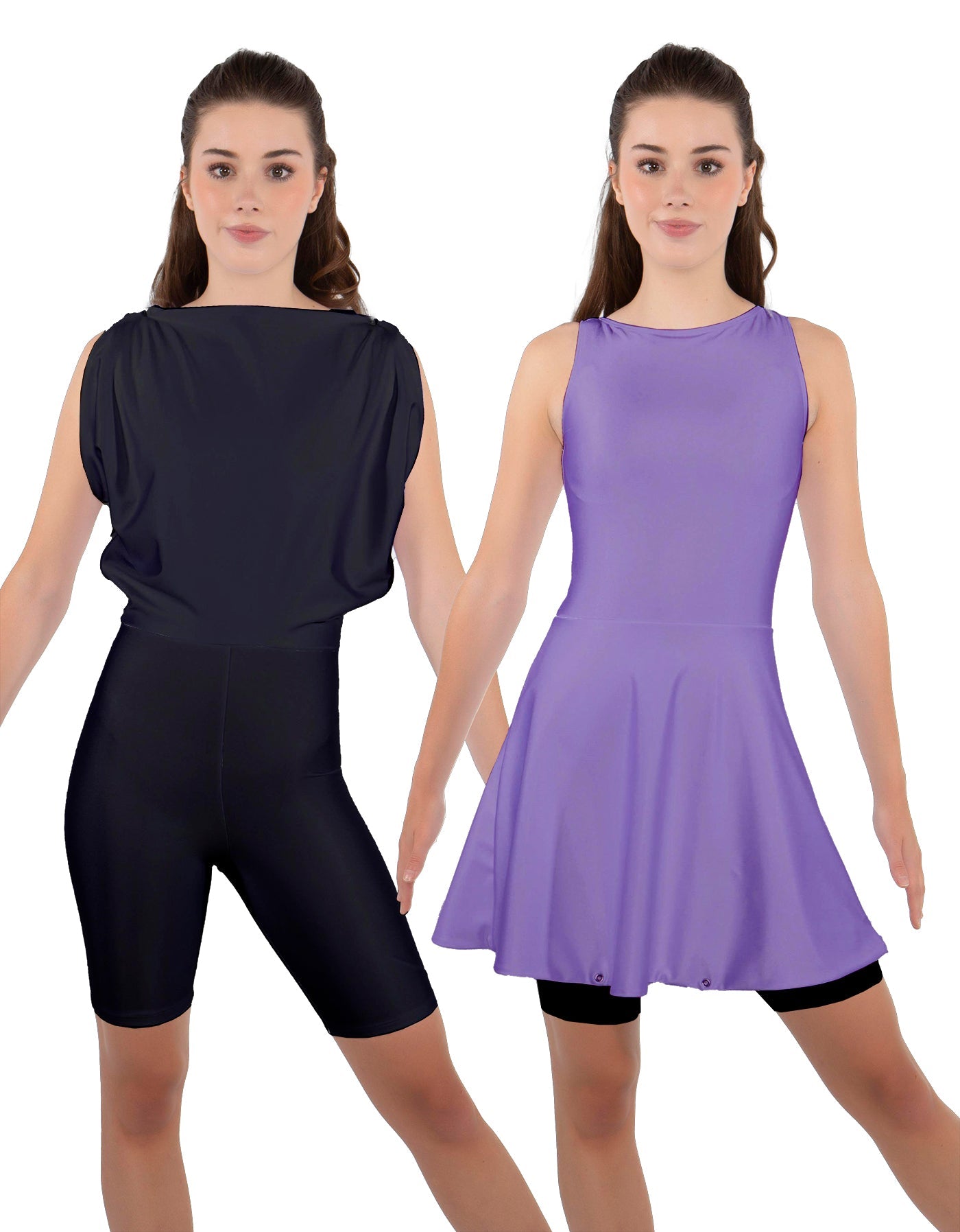 Solid Lycra Convertible Dress Tank Bikeshort