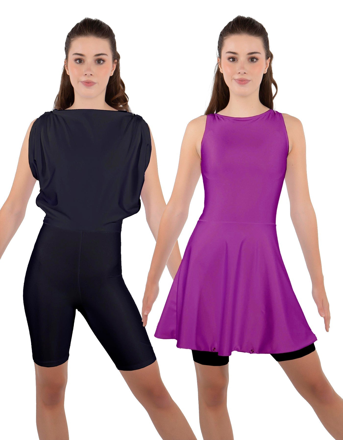 Solid Lycra Convertible Dress Tank Bikeshort