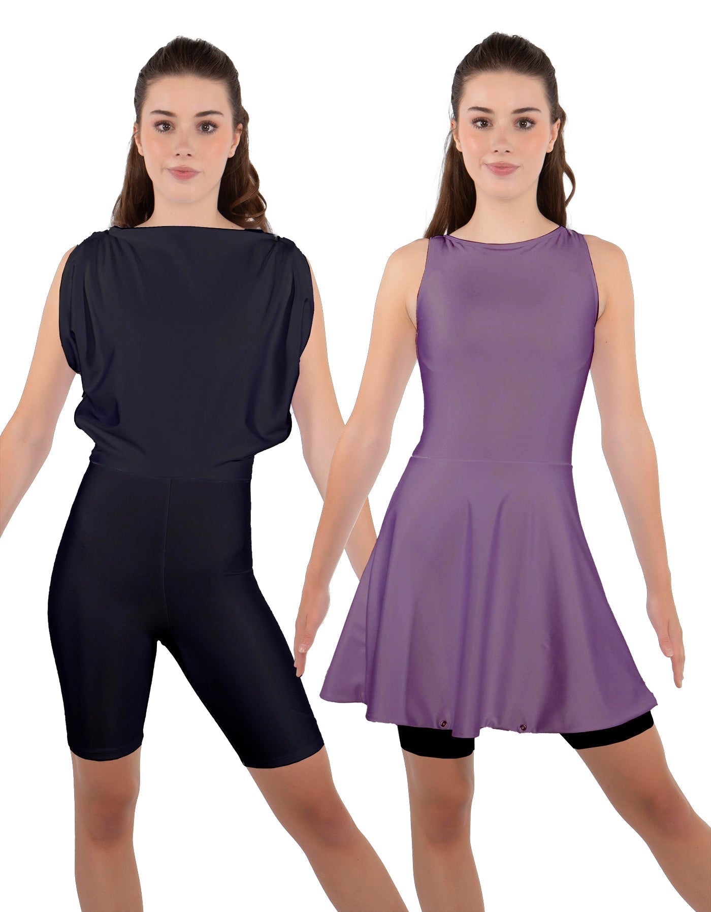 Solid Lycra Convertible Dress Tank Bikeshort