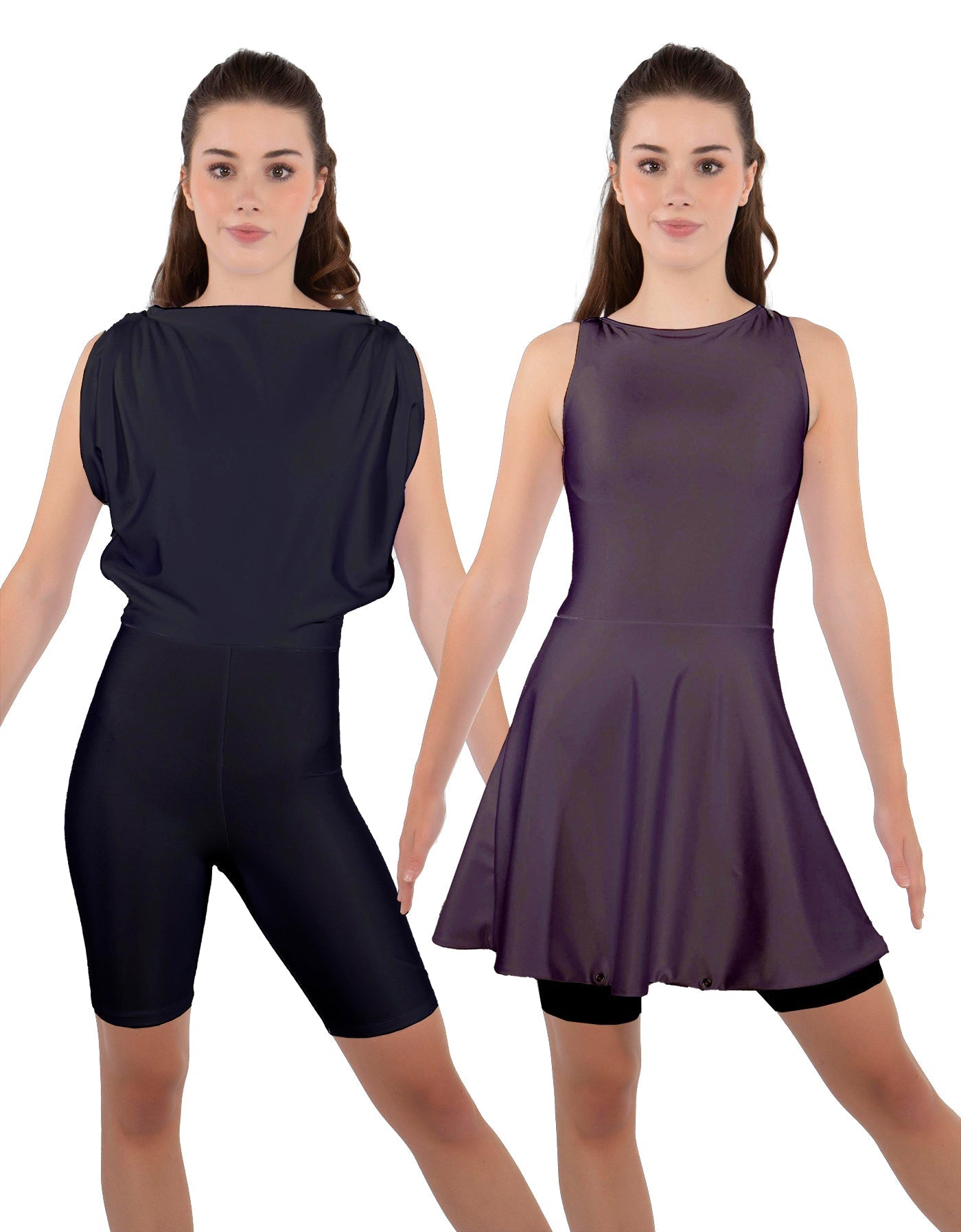 Solid Lycra Convertible Dress Tank Bikeshort