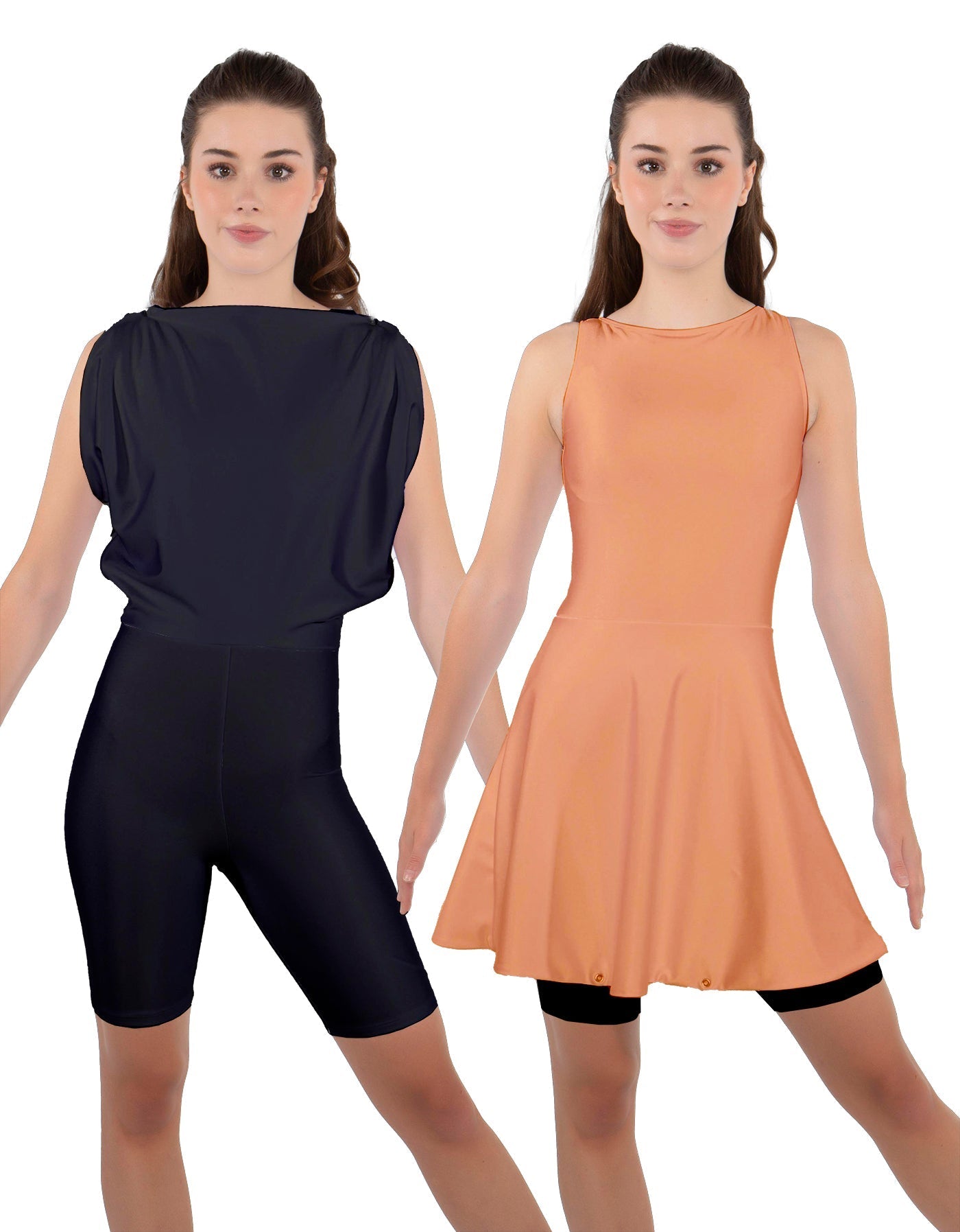 Solid Lycra Convertible Dress Tank Bikeshort