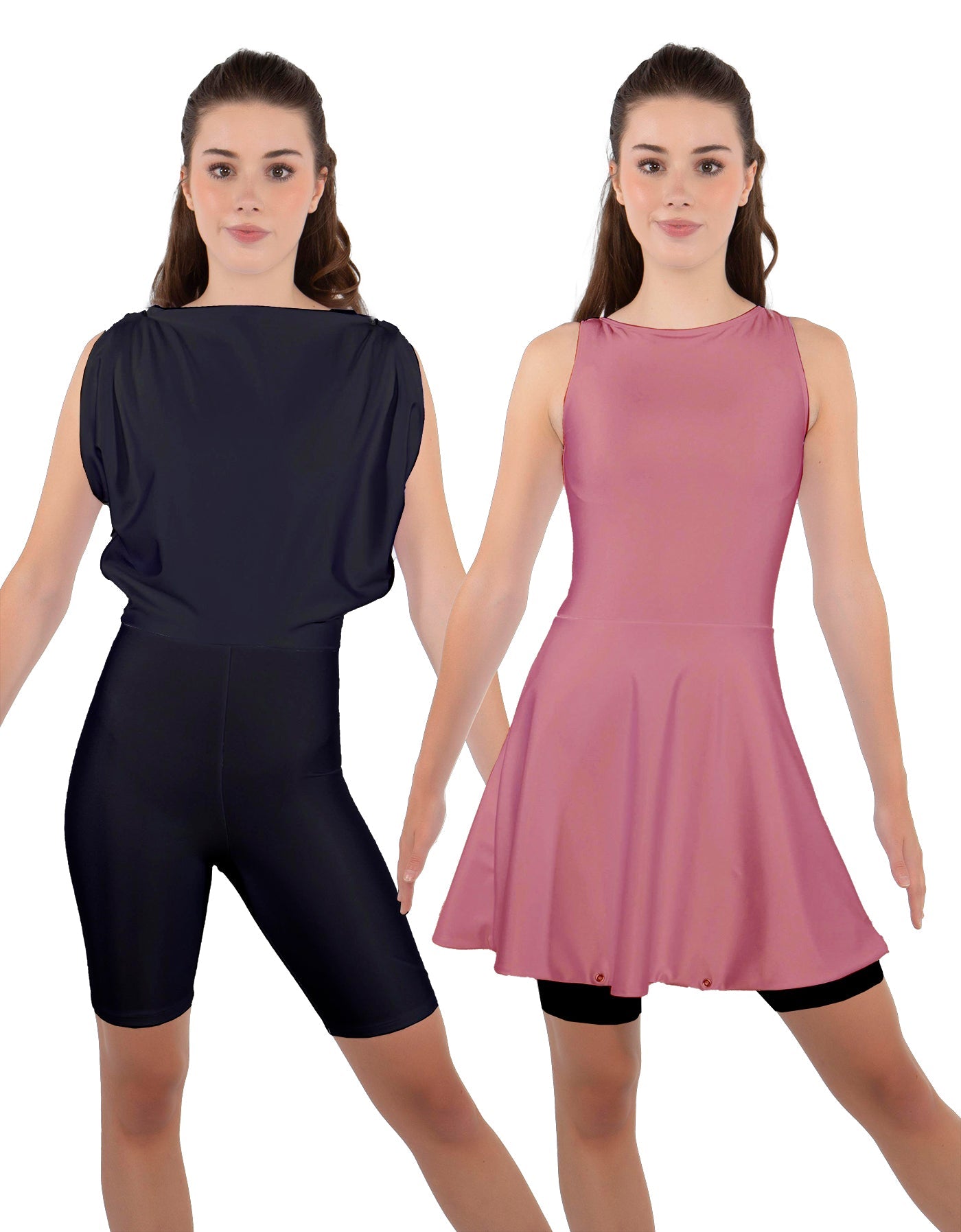 Solid Lycra Convertible Dress Tank Bikeshort