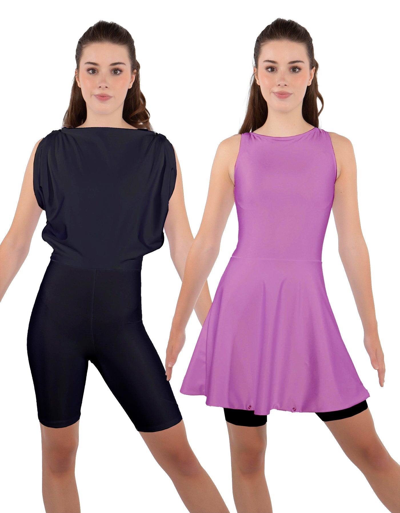 Solid Lycra Convertible Dress Tank Bikeshort