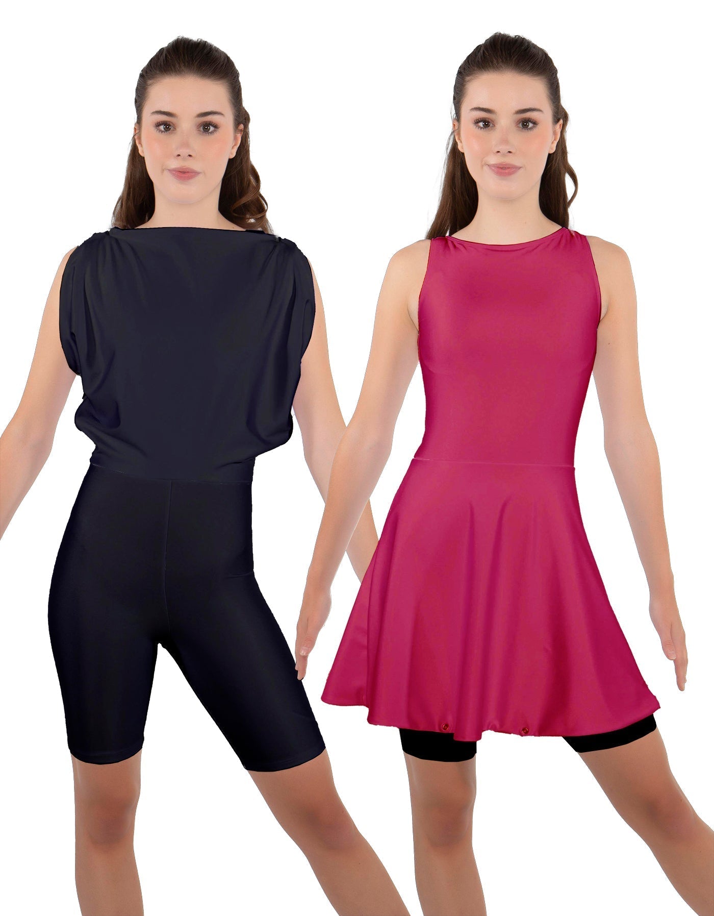 Solid Lycra Convertible Dress Tank Bikeshort