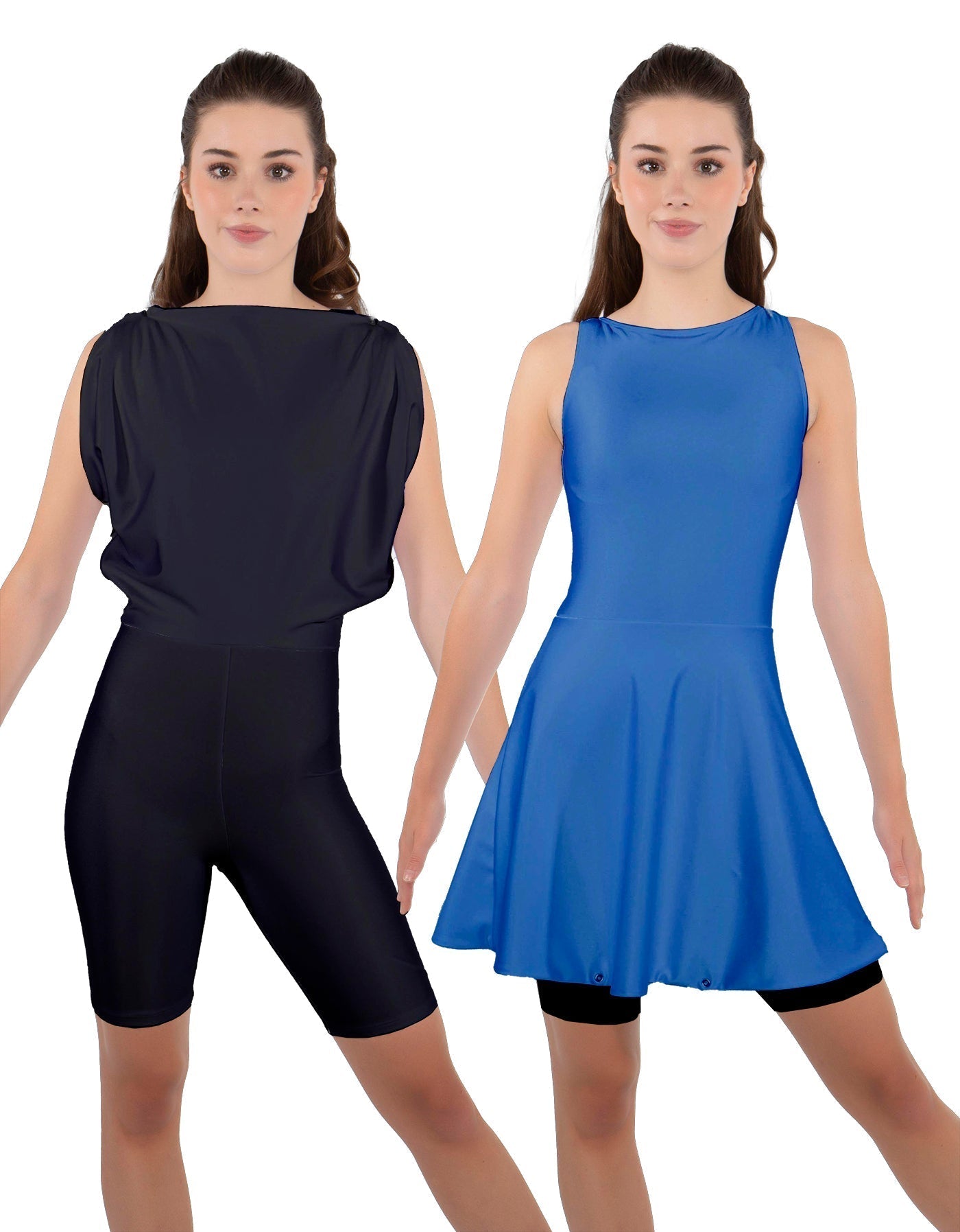 Solid Lycra Convertible Dress Tank Bikeshort
