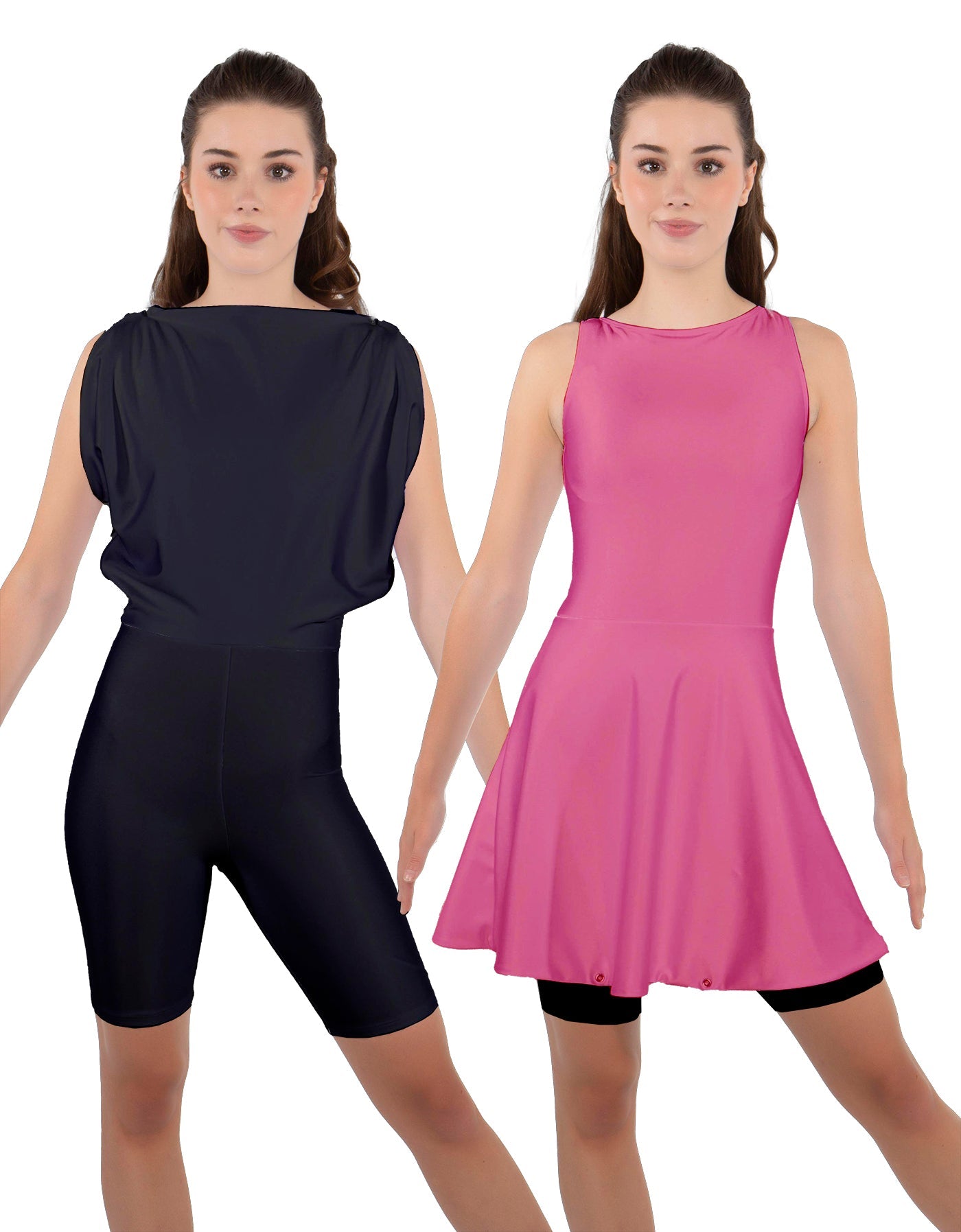 Solid Lycra Convertible Dress Tank Bikeshort