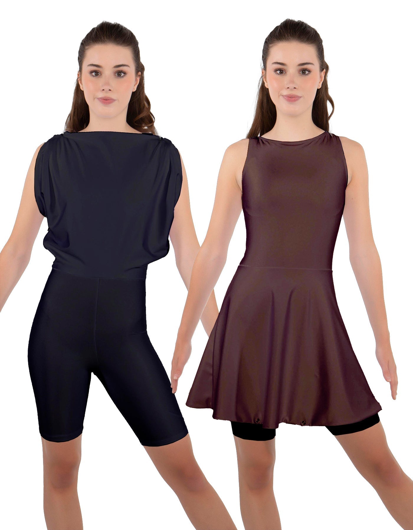 Solid Lycra Convertible Dress Tank Bikeshort