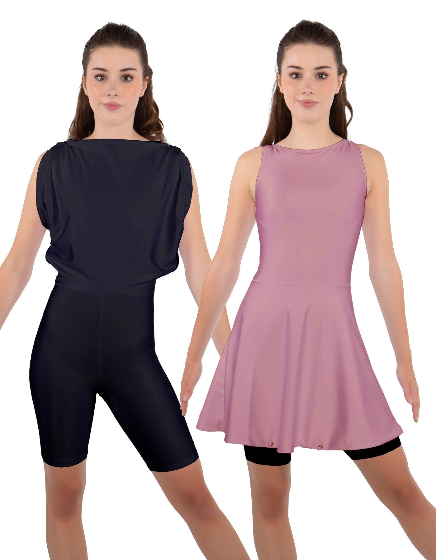 Solid Lycra Convertible Dress Tank Bikeshort