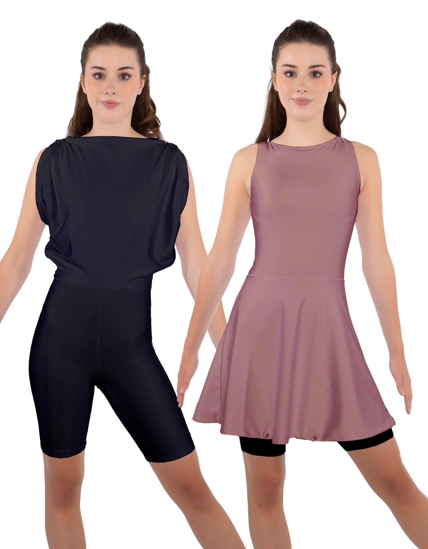 Solid Lycra Convertible Dress Tank Bikeshort