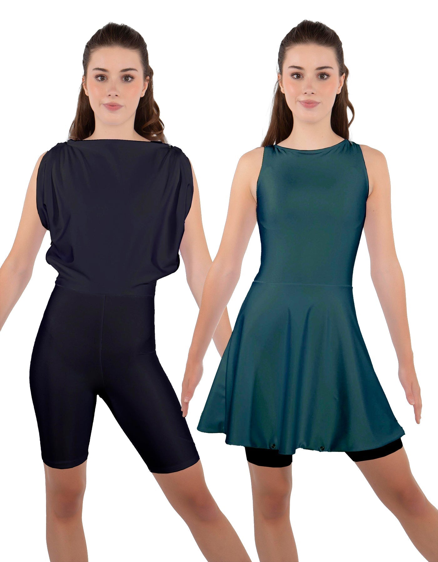 Solid Lycra Convertible Dress Tank Bikeshort
