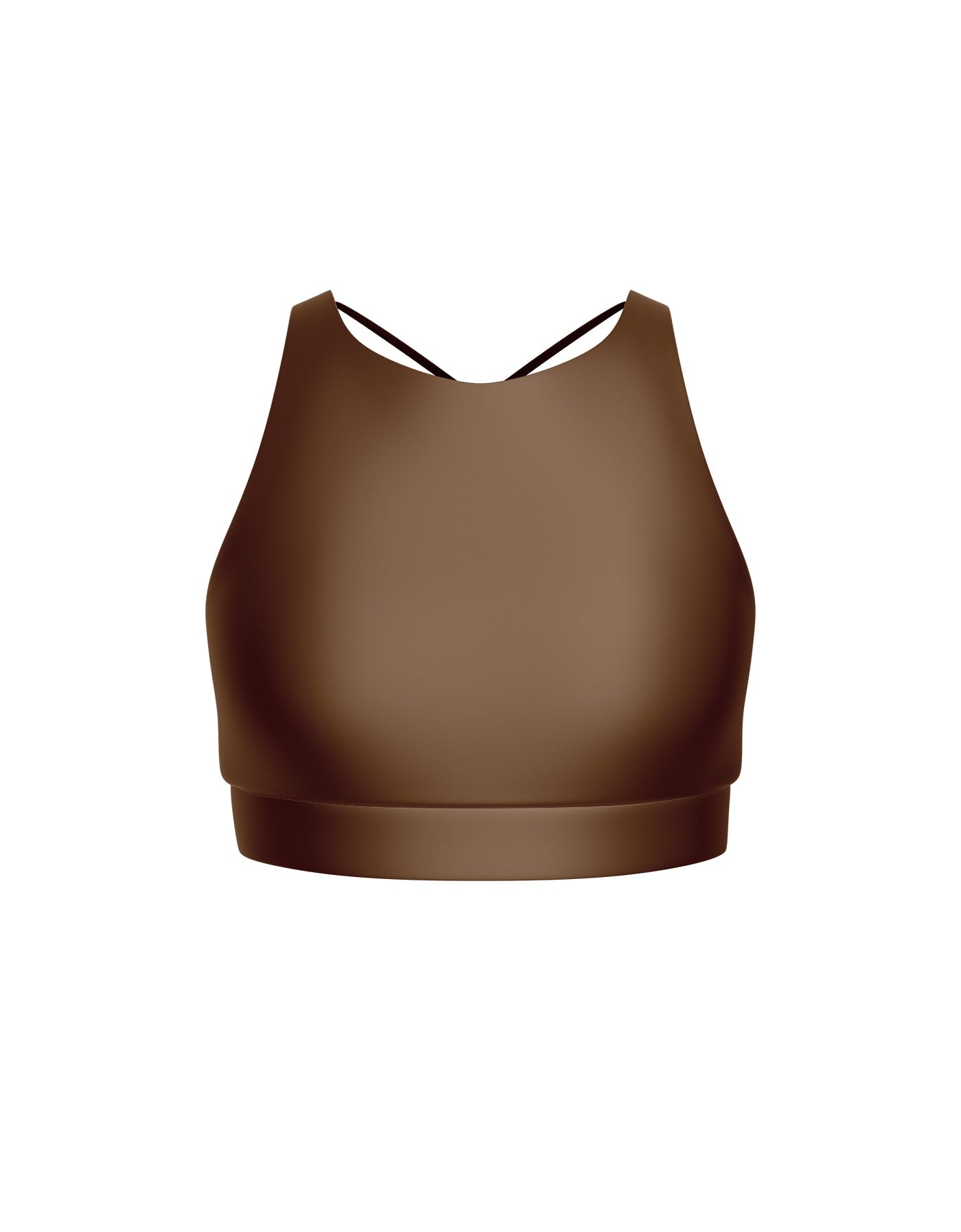 Solid Lycra High Neck Spaghetti Strap Crop
