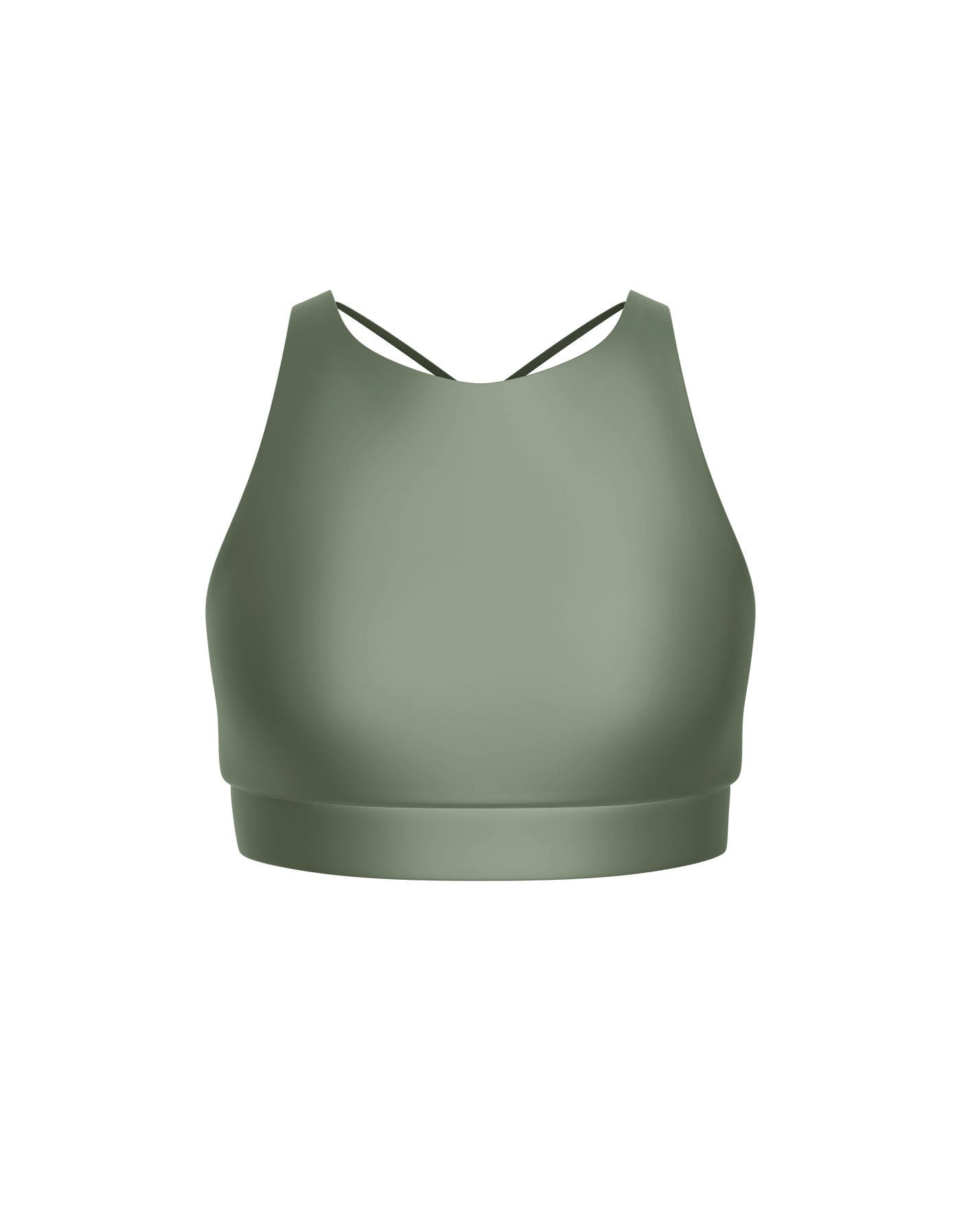 Solid Lycra High Neck Spaghetti Strap Crop