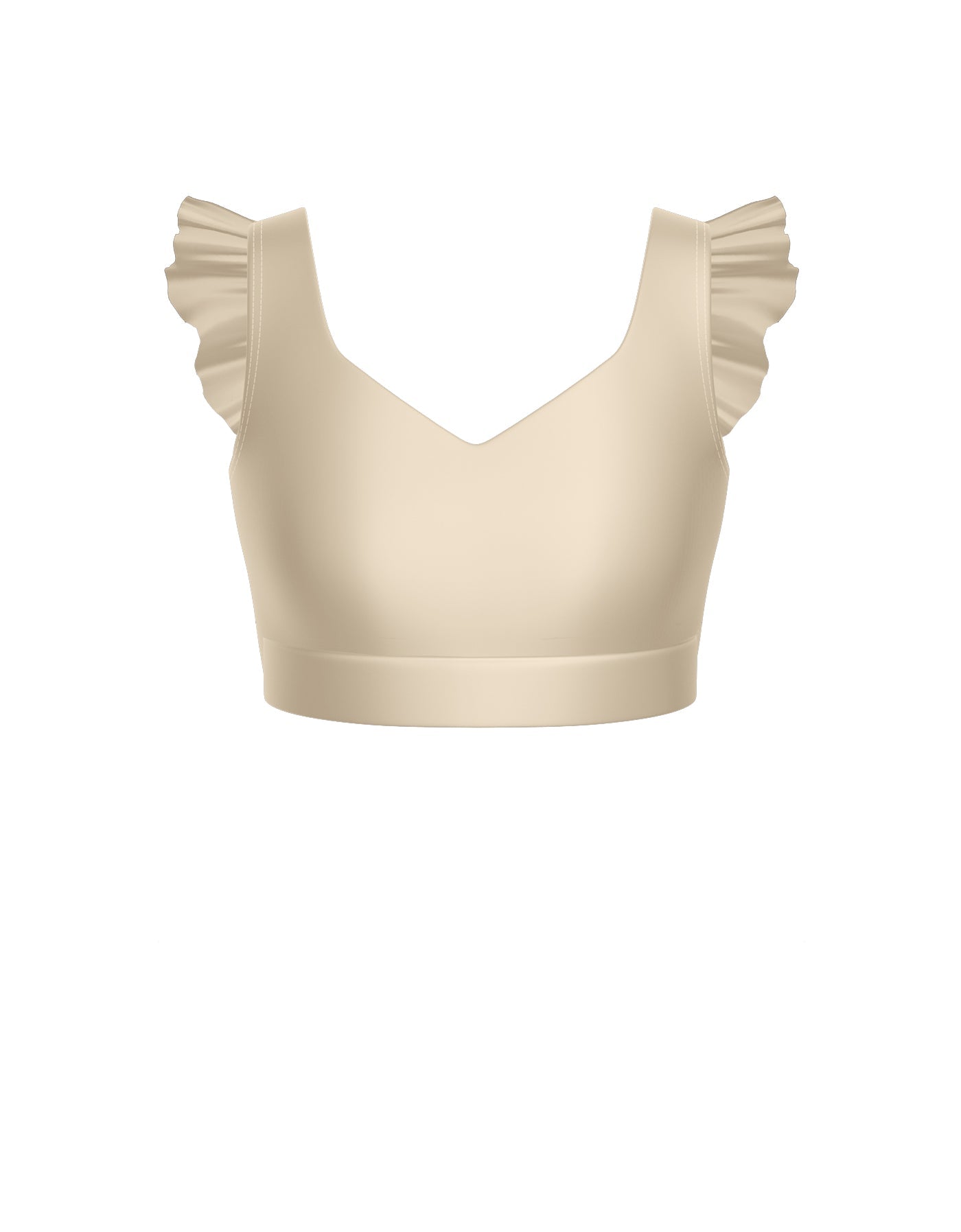 Solid Lycra Sweetheart Crop Top Gather Sleeve
