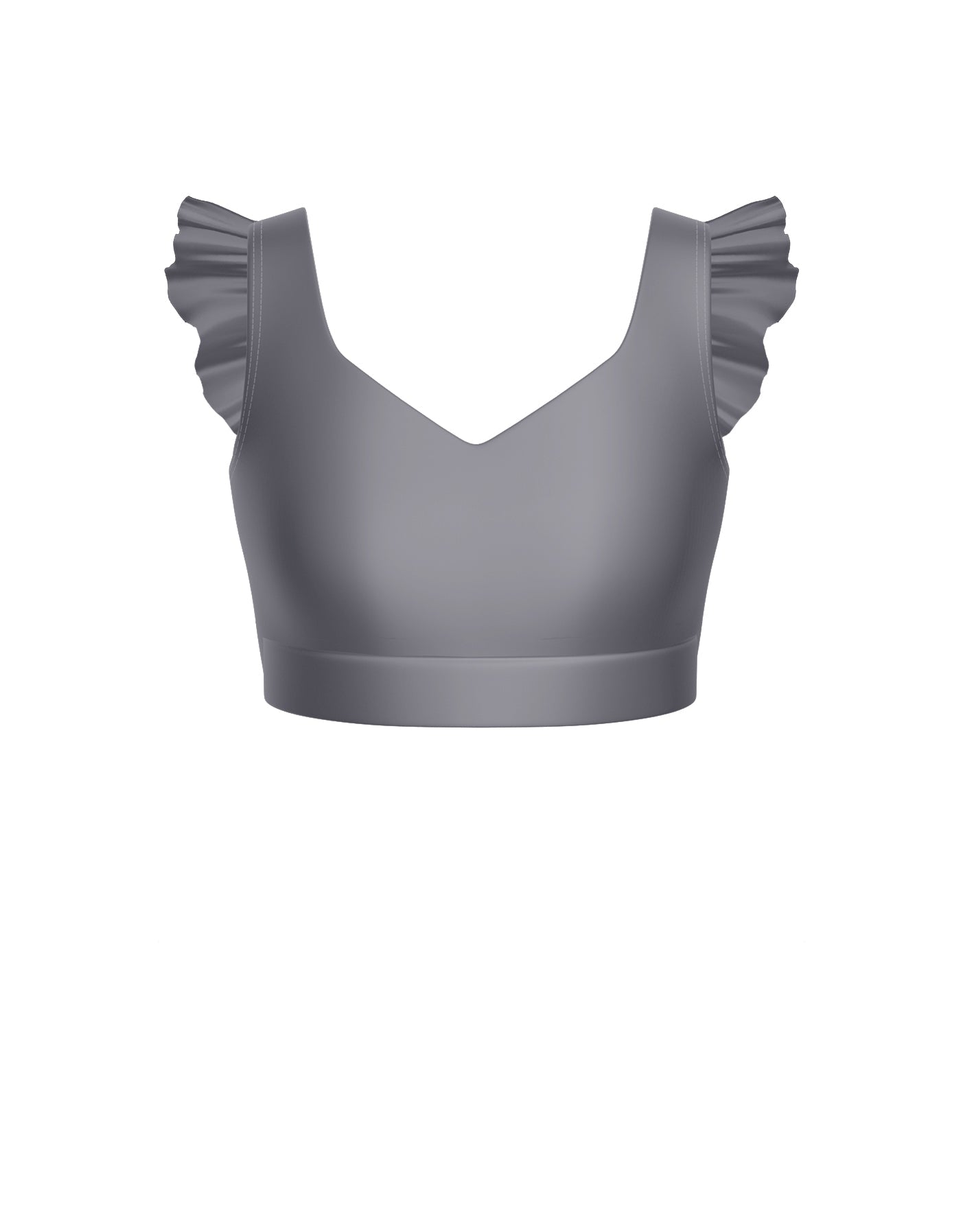 Solid Lycra Sweetheart Crop Top Gather Sleeve