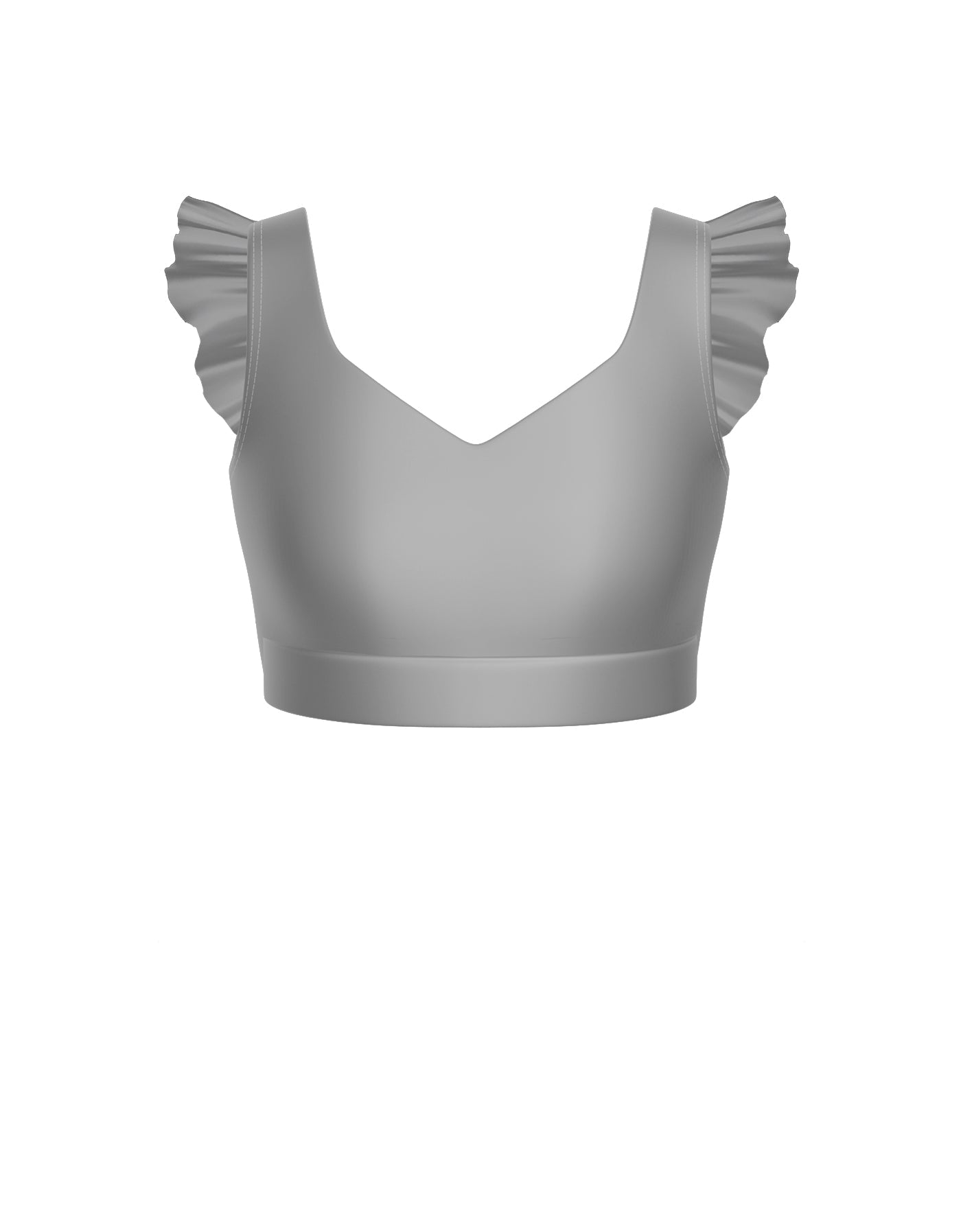 Solid Lycra Sweetheart Crop Top Gather Sleeve