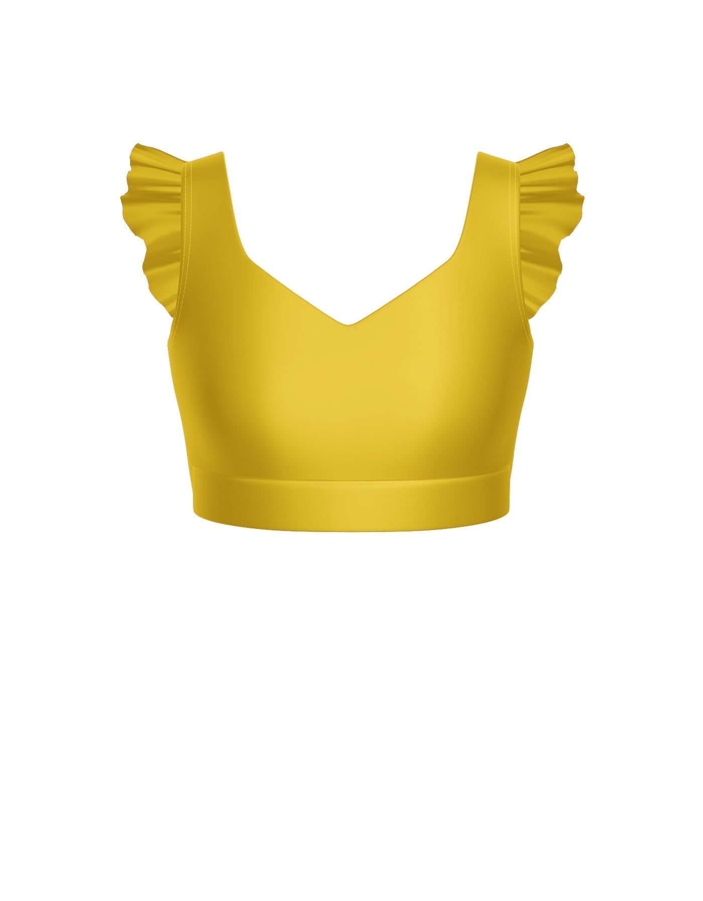 Solid Lycra Sweetheart Crop Top Gather Sleeve