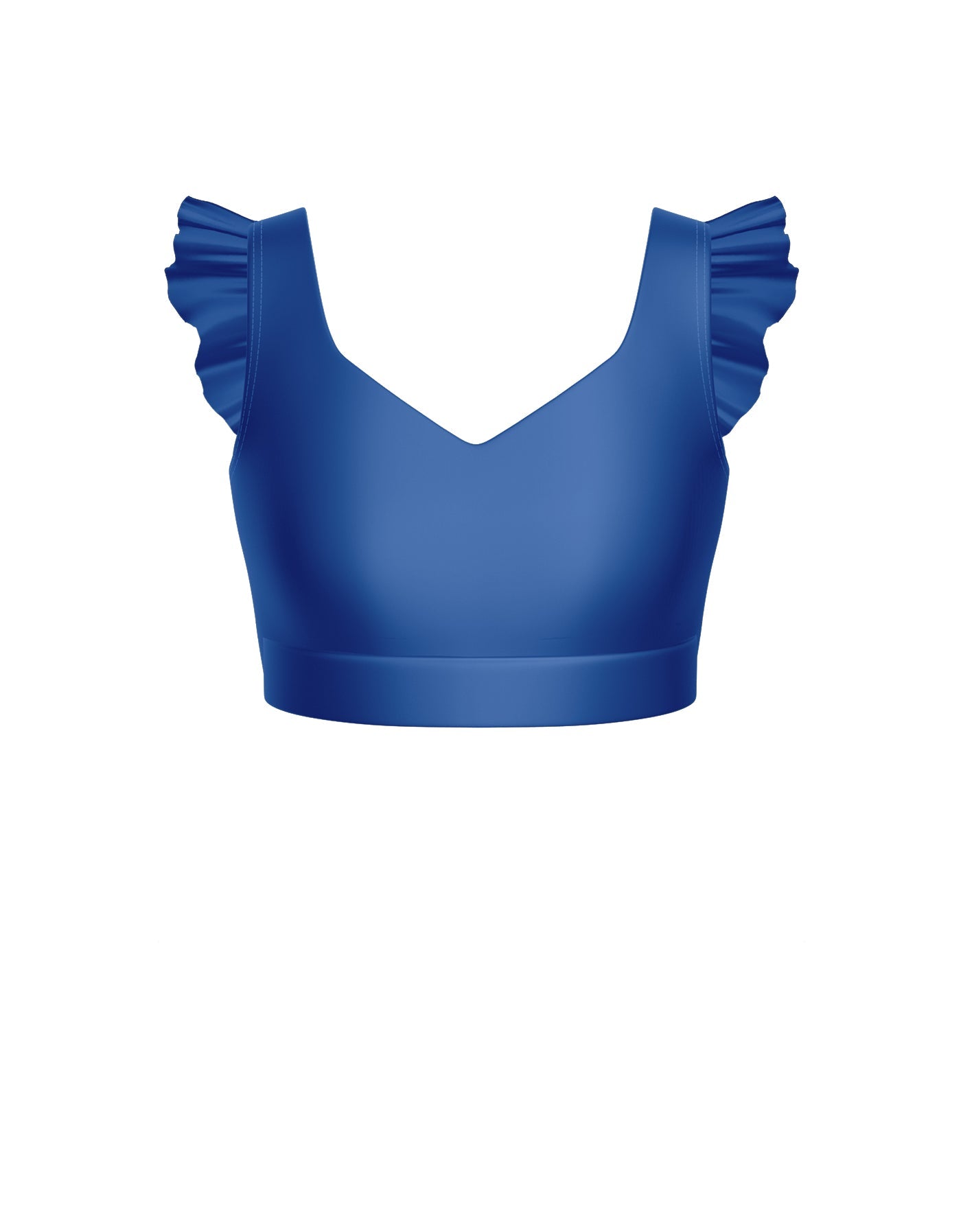 Solid Lycra Sweetheart Crop Top Gather Sleeve