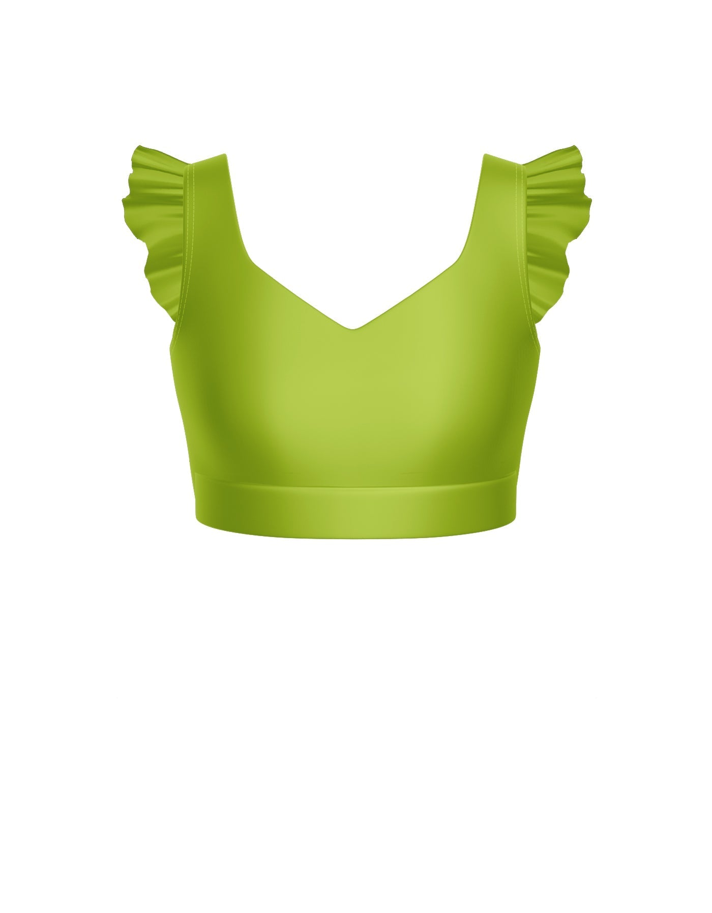Solid Lycra Sweetheart Crop Top Gather Sleeve
