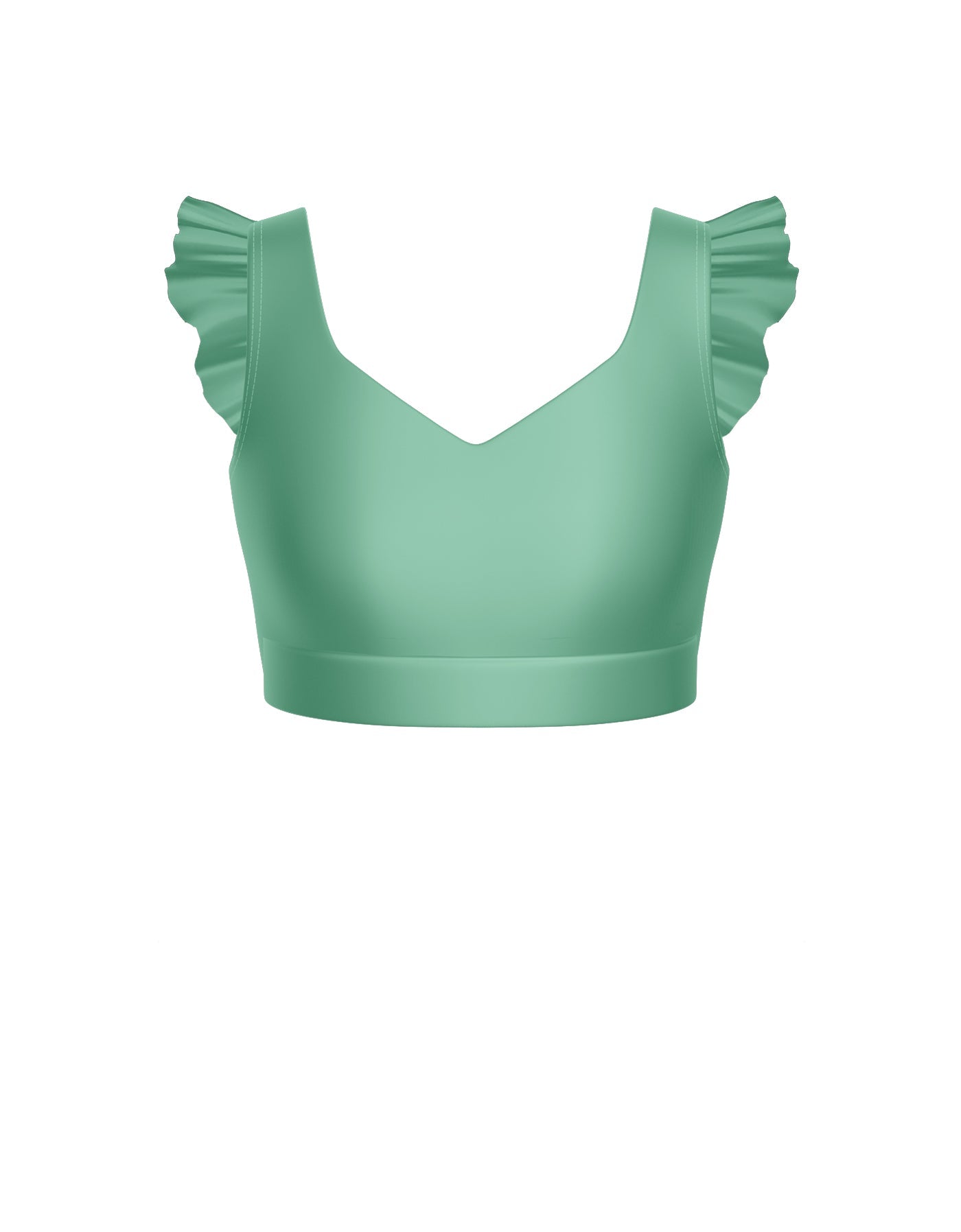 Solid Lycra Sweetheart Crop Top Gather Sleeve