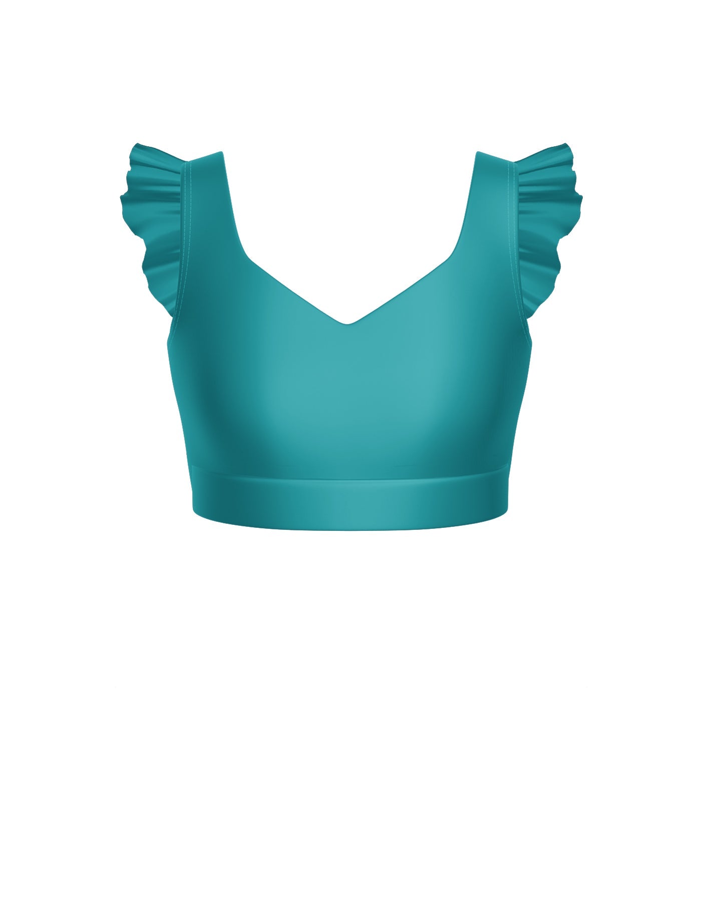 Solid Lycra Sweetheart Crop Top Gather Sleeve
