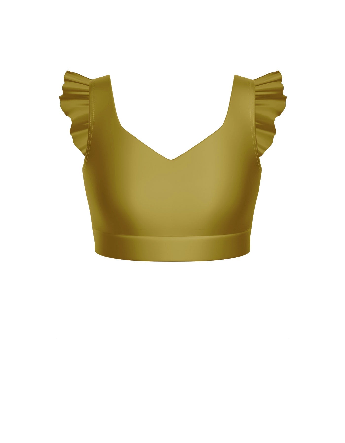 Solid Lycra Sweetheart Crop Top Gather Sleeve