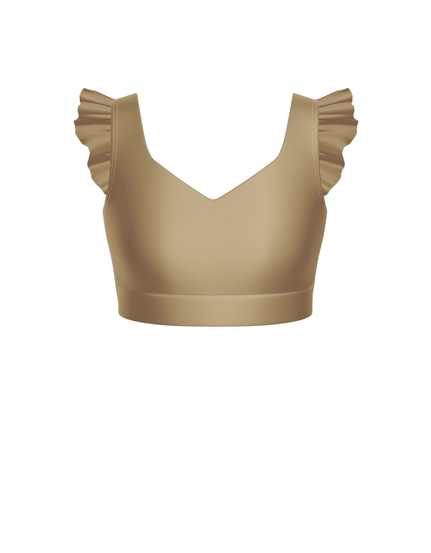 Solid Lycra Sweetheart Crop Top Gather Sleeve