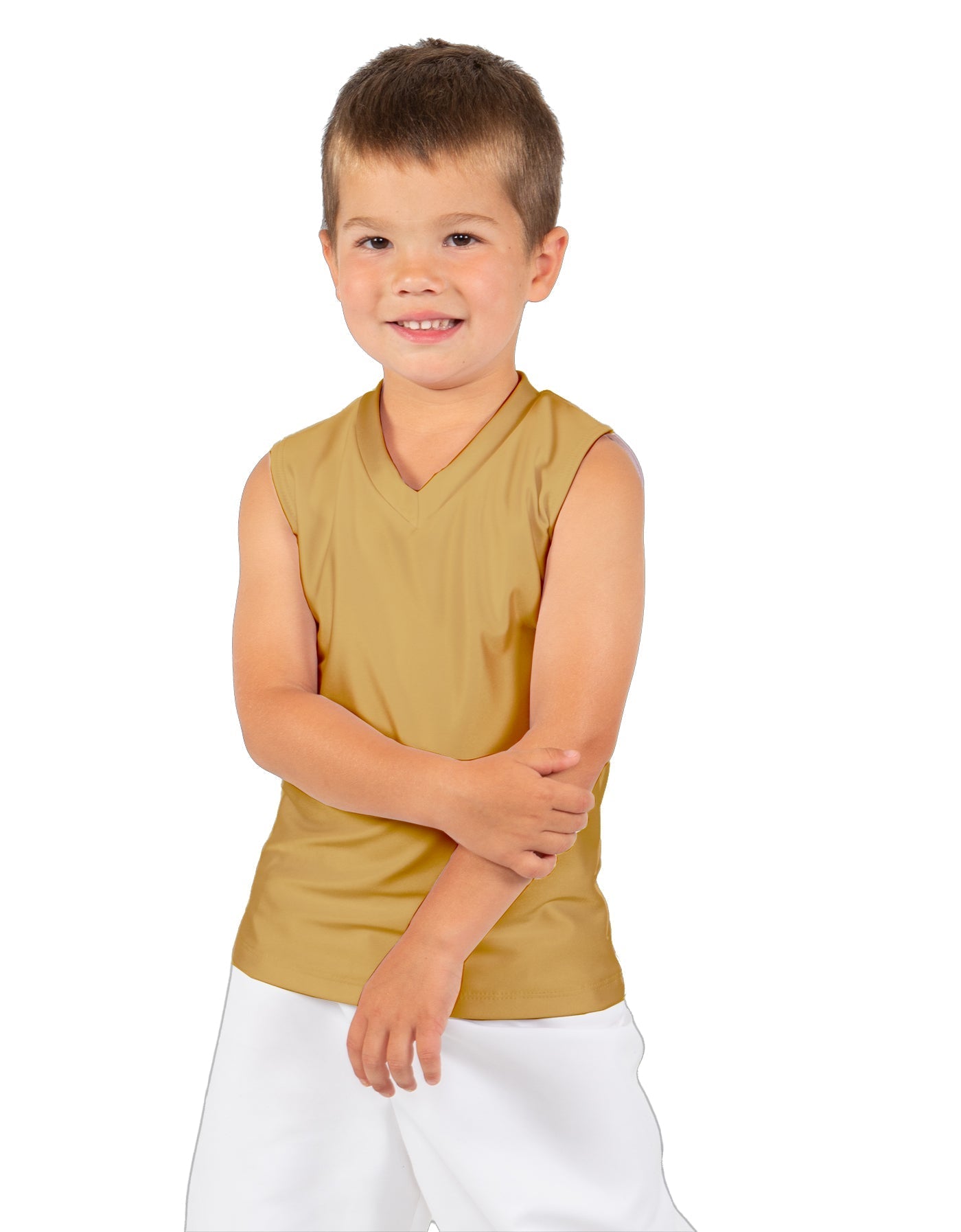 Solid Lycra Sleeveless Vneck Boys Tank