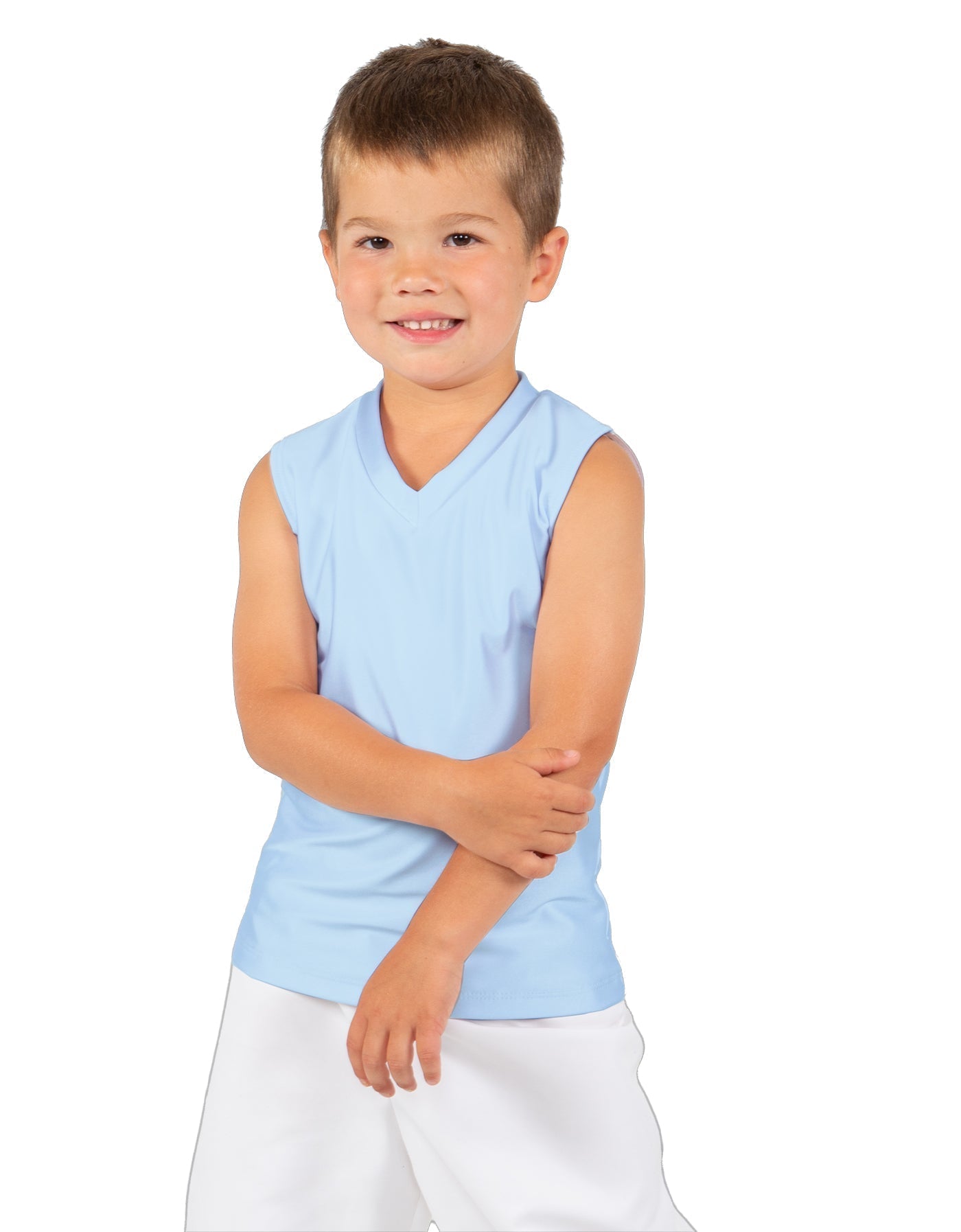 Solid Lycra Sleeveless Vneck Boys Tank