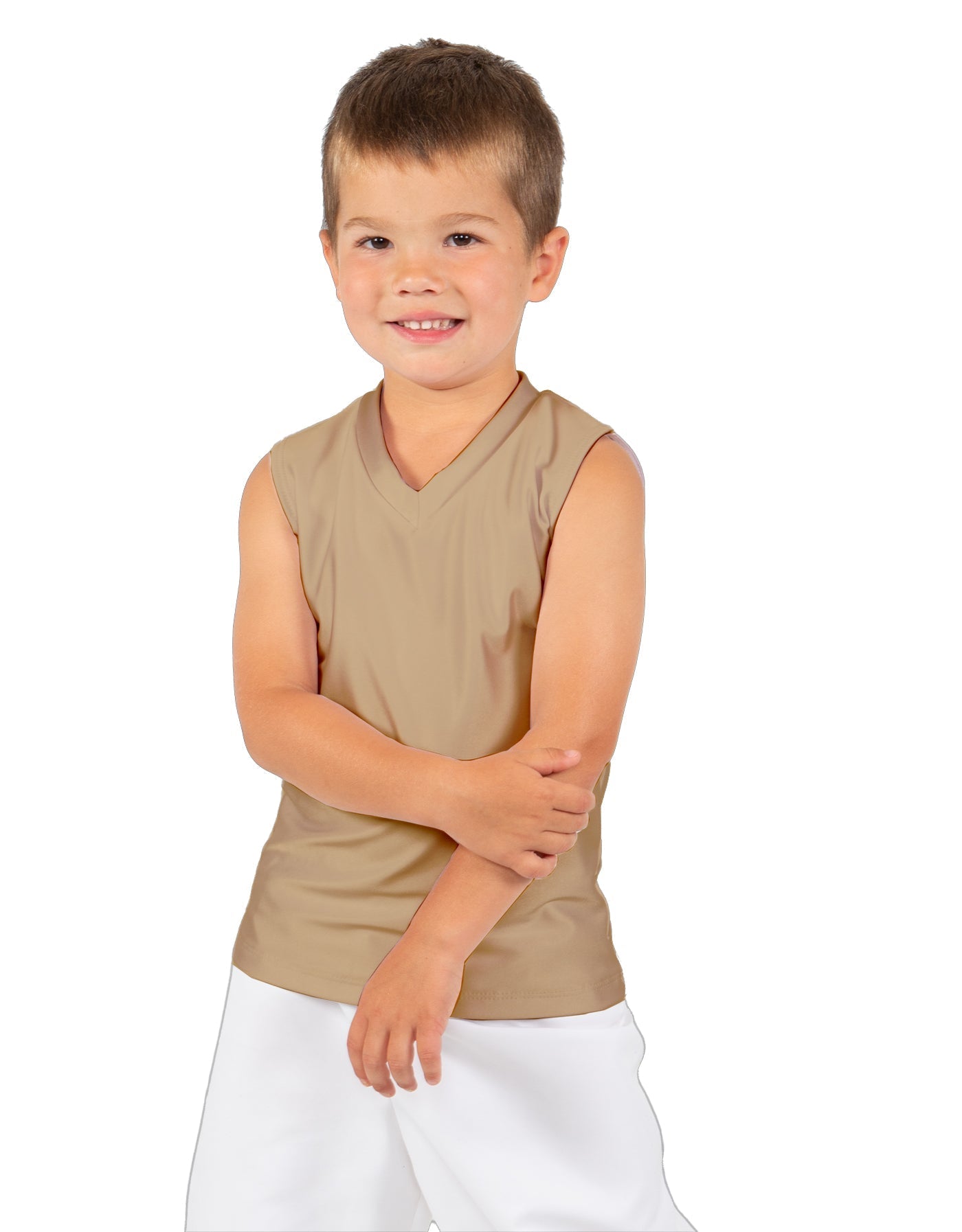 Solid Lycra Sleeveless Vneck Boys Tank